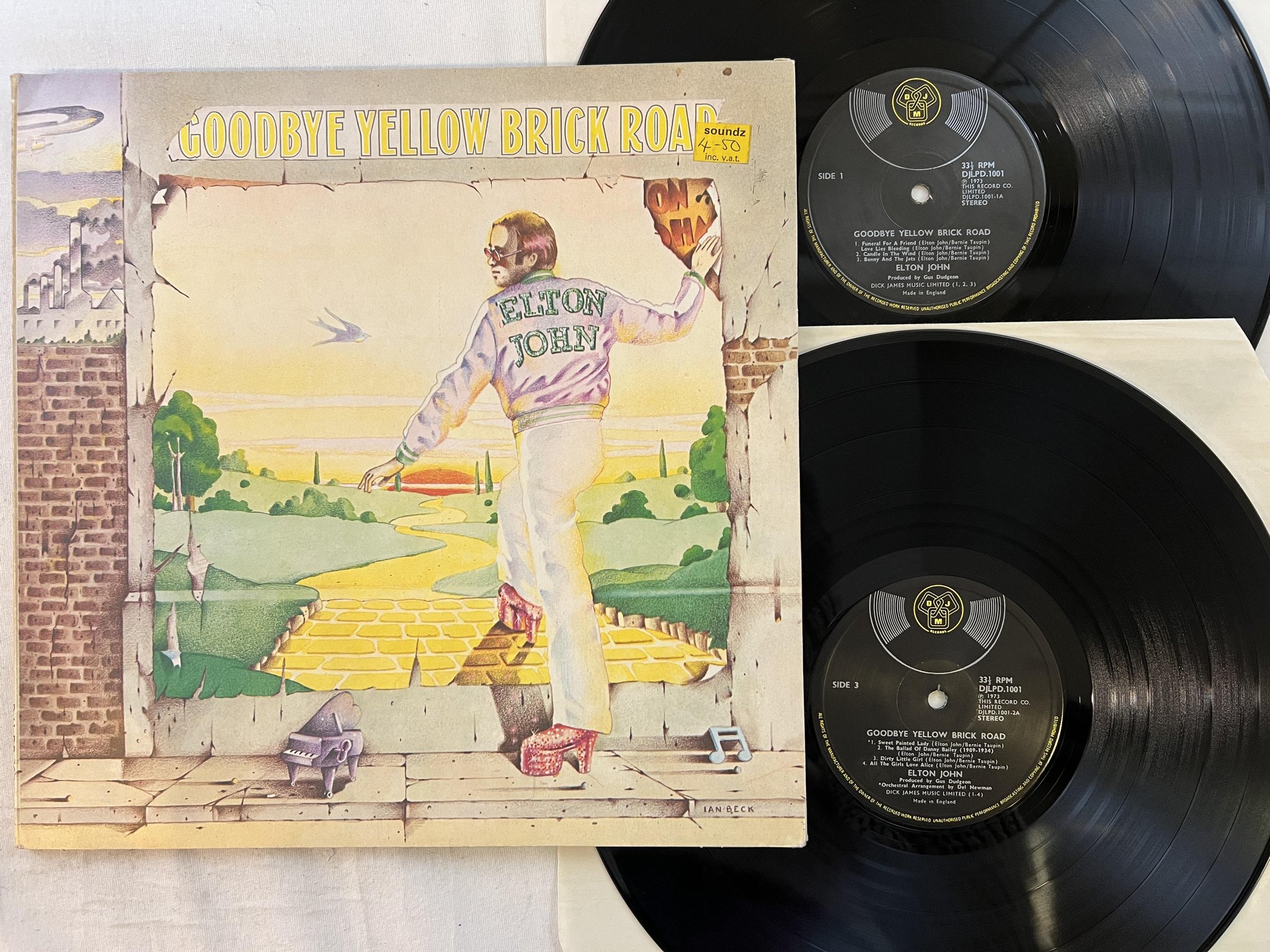 Omslagsbild för skivan ELTON JOHN goodbye yellow brick road 2xLP -73 UK DJM DJLPD 1001