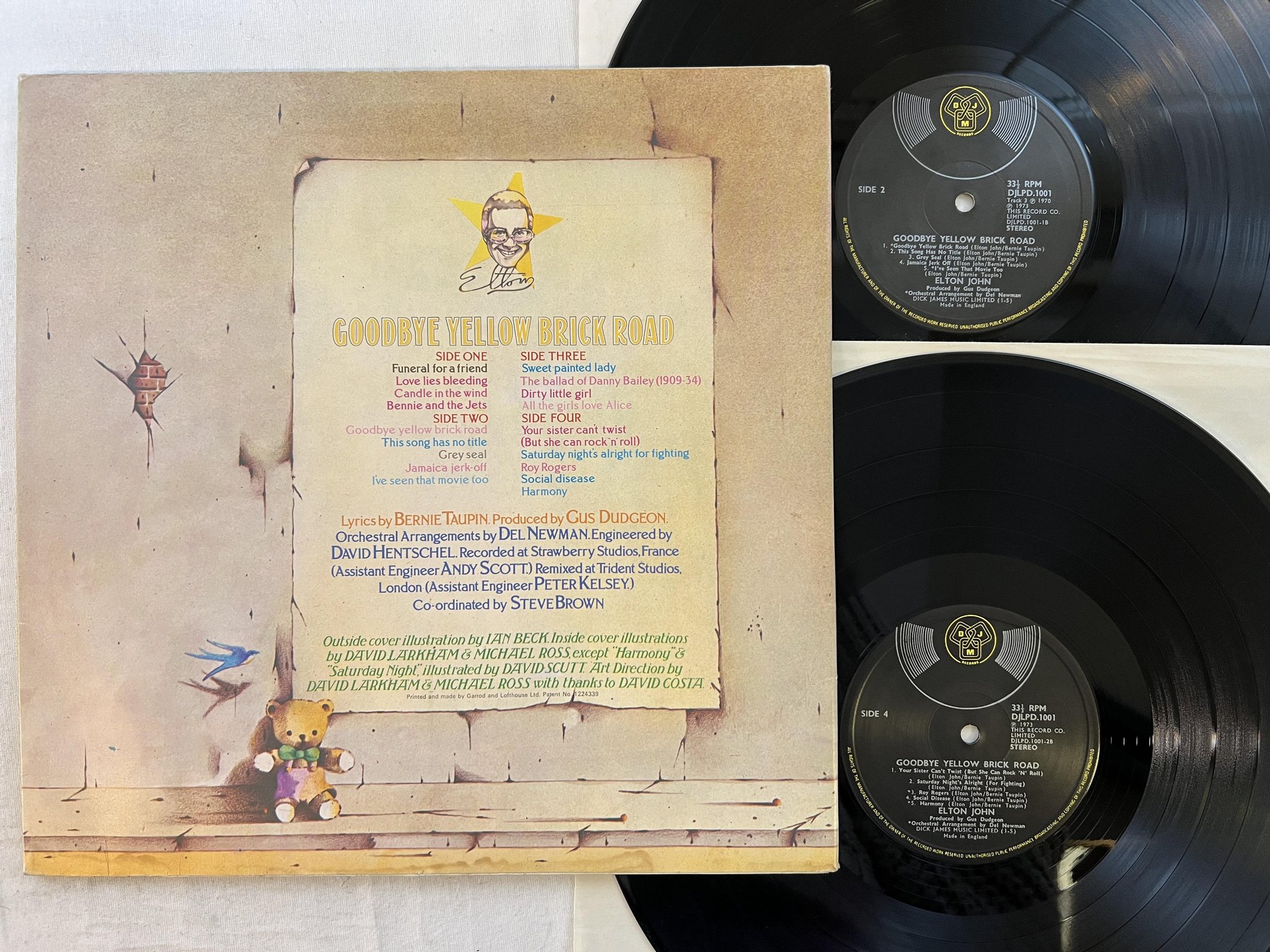 Omslagsbild för skivan ELTON JOHN goodbye yellow brick road 2xLP -73 UK DJM DJLPD 1001