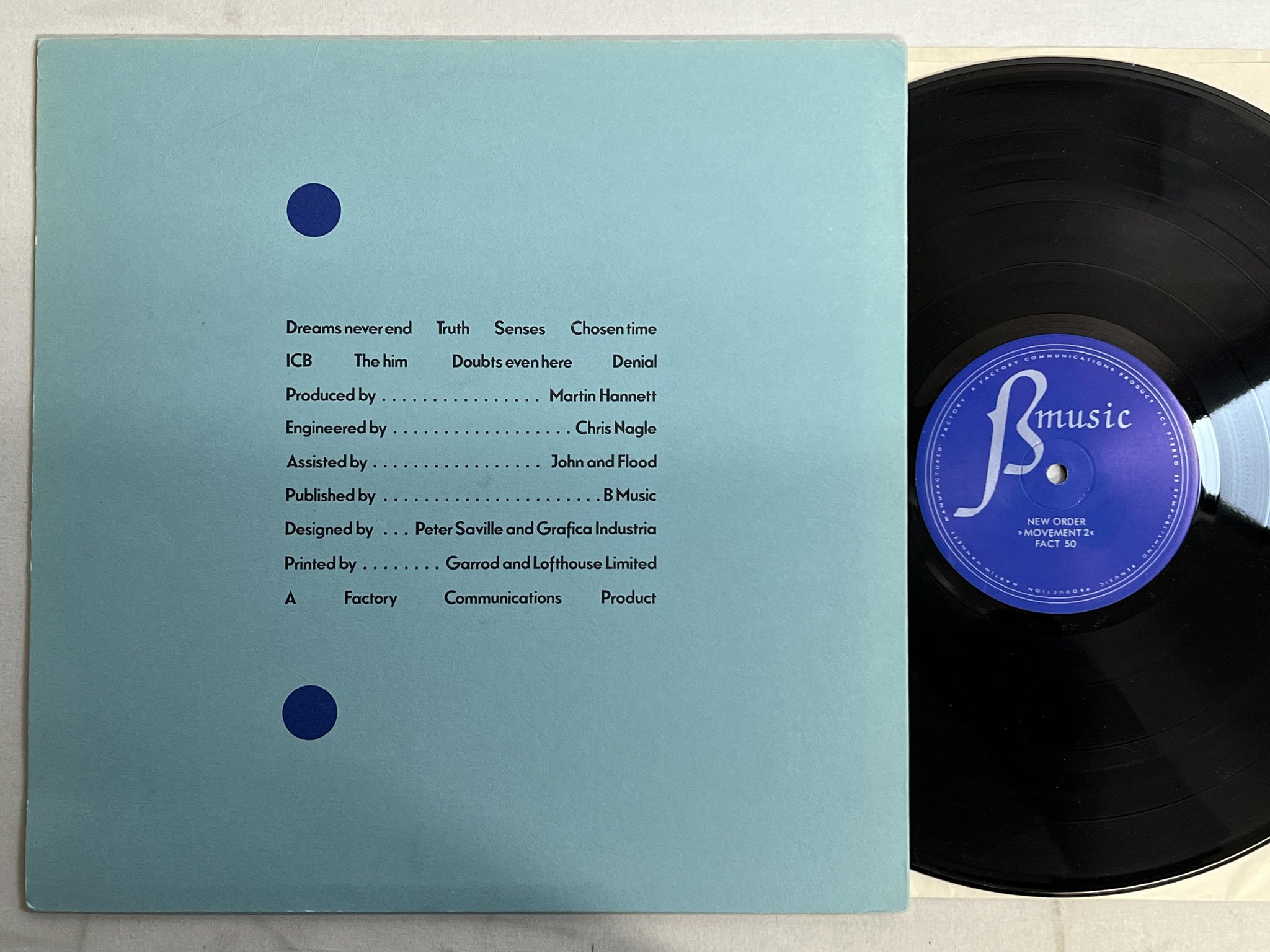 Omslagsbild för skivan NEW ORDER movement 1 LP -85 UK FACTORY FAC. 33 **A5 Pressing**