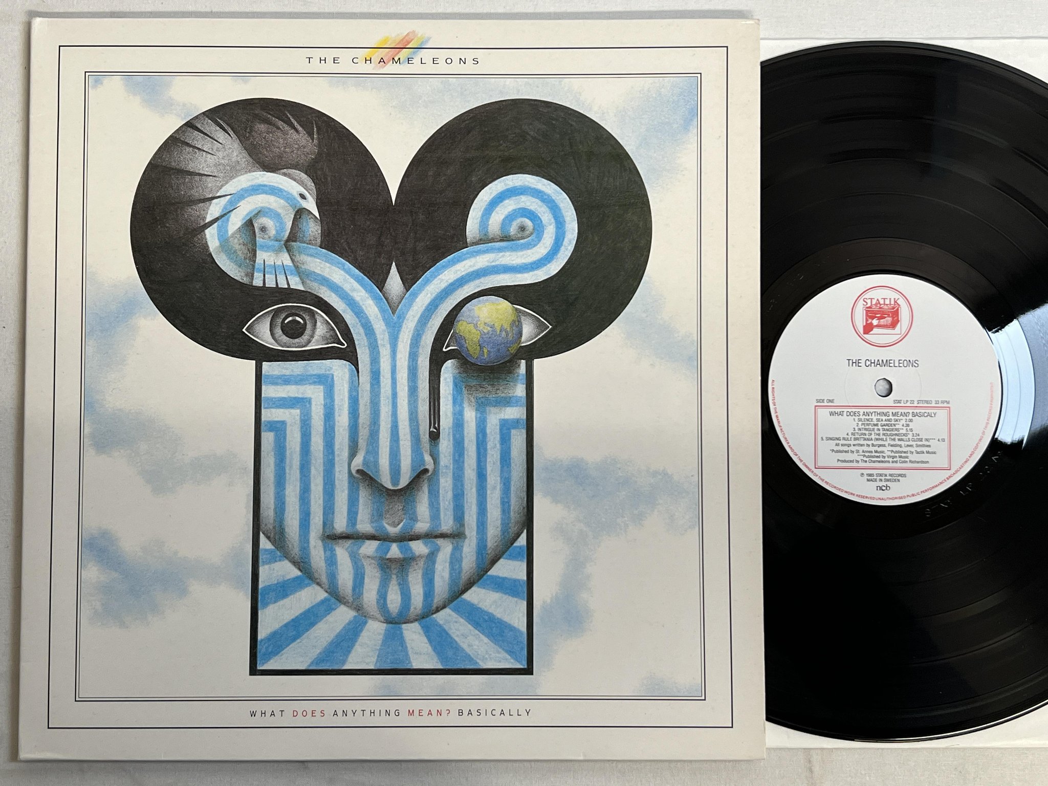 Omslagsbild för skivan THE CHAMELEONS what does anything mean? basically LP -85 ncb STATIK STAT LP 22