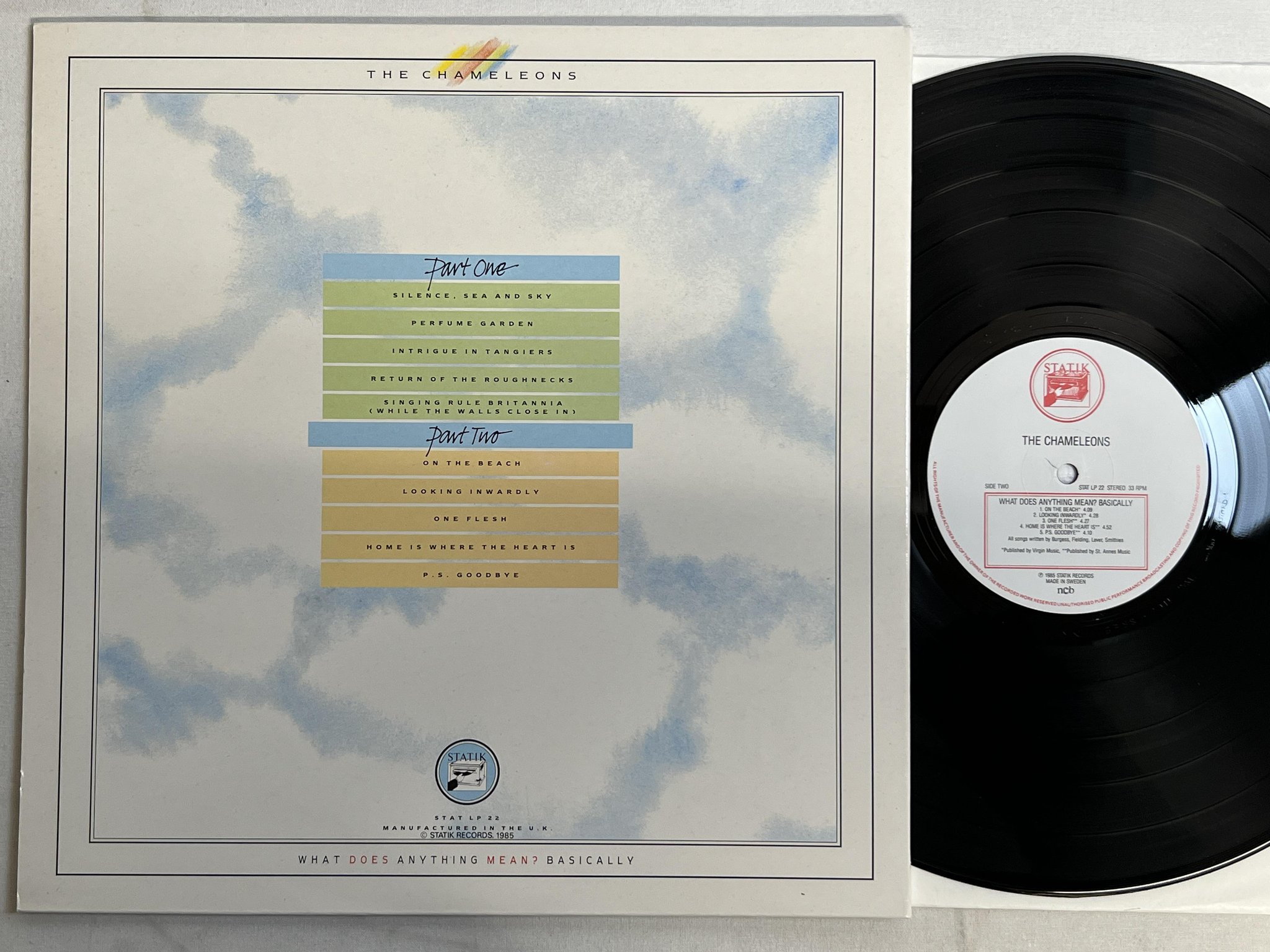 Omslagsbild för skivan THE CHAMELEONS what does anything mean? basically LP -85 ncb STATIK STAT LP 22