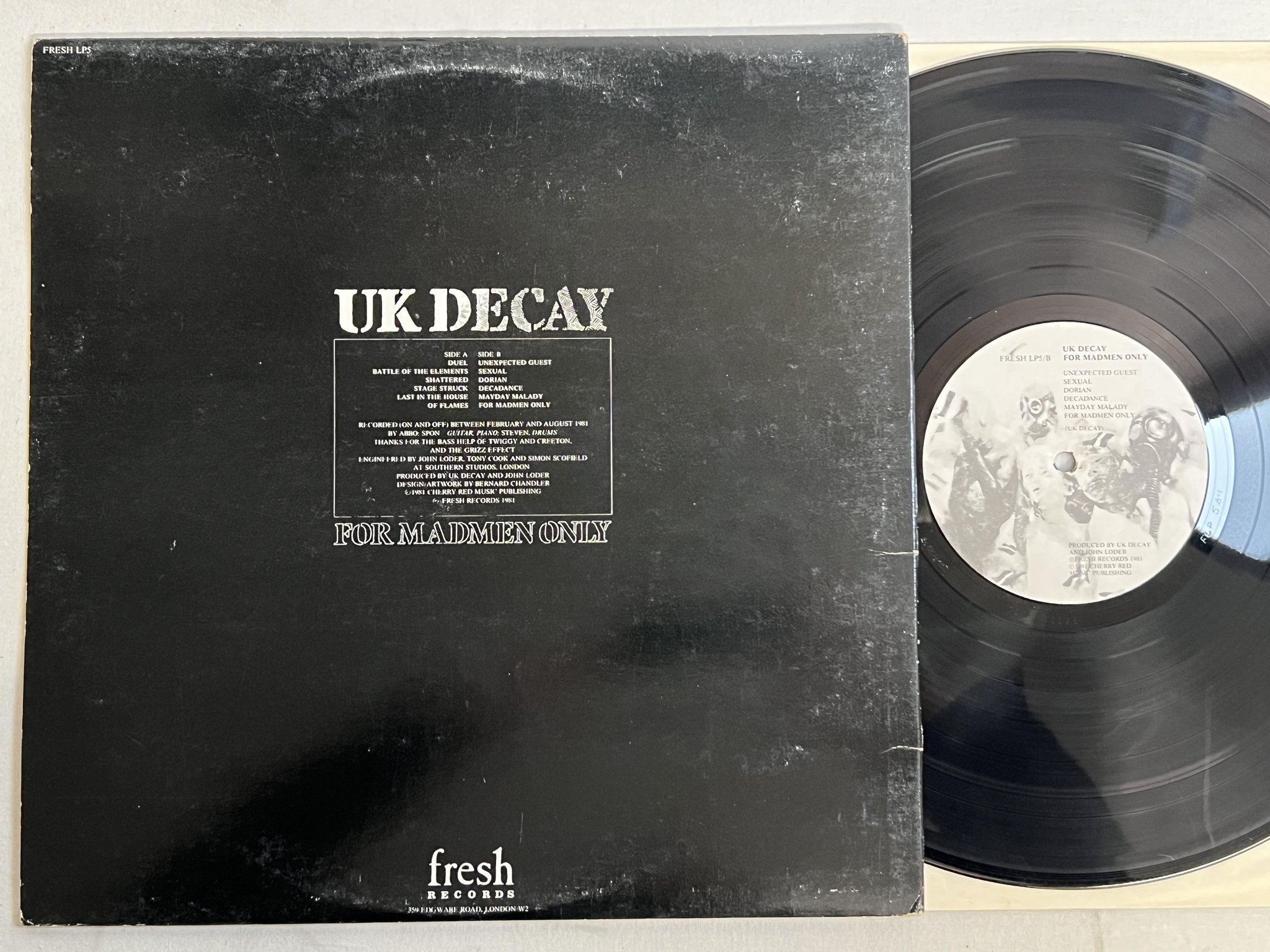 Omslagsbild för skivan UK DECAY for madmen only LP -81 UK FRESH LP5 ** goth rock **