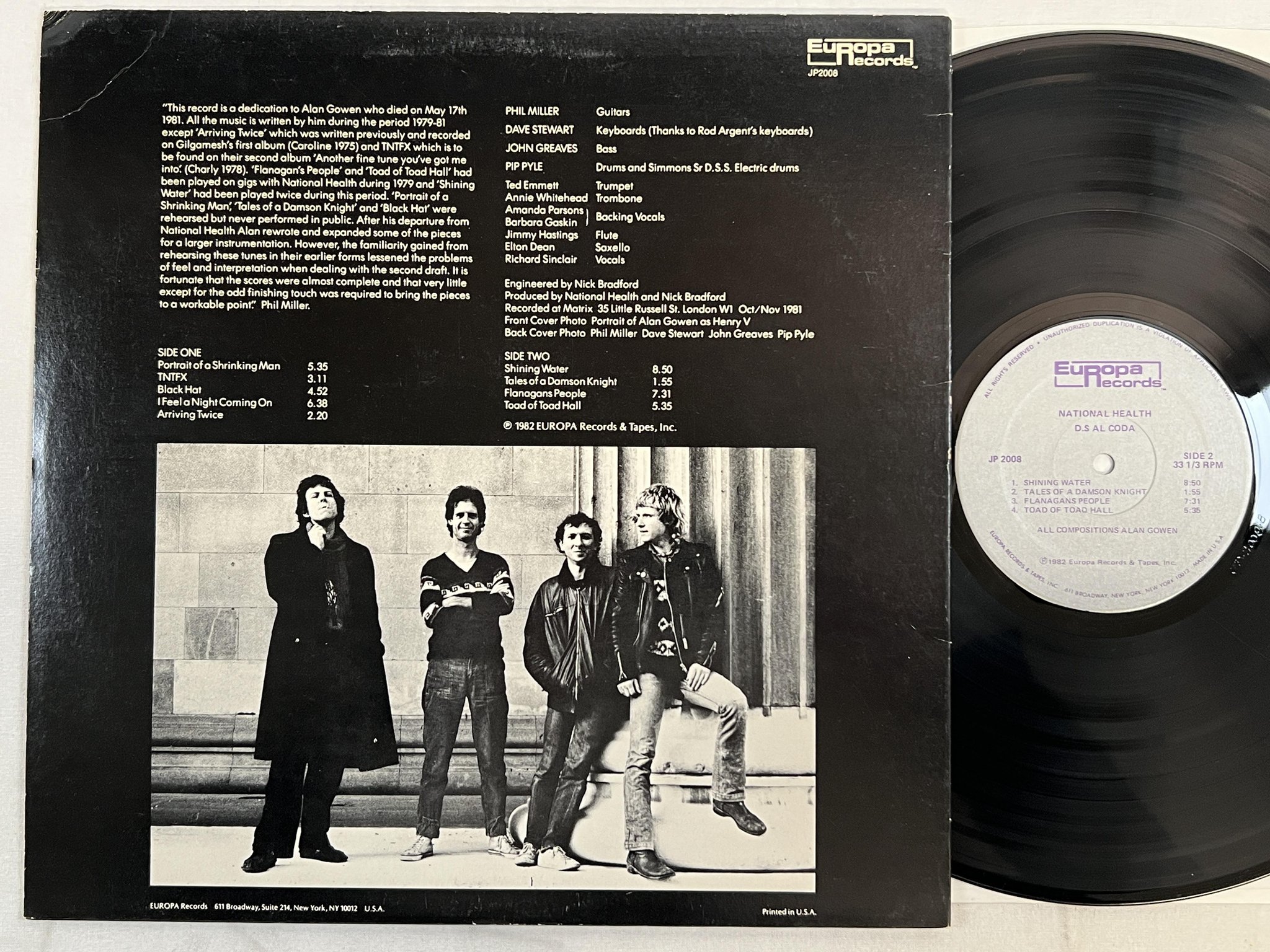 Omslagsbild för skivan NATIONAL HEALTH d.s. al coda LP -82 EUROPA JP2008 ** art rock / jazz **