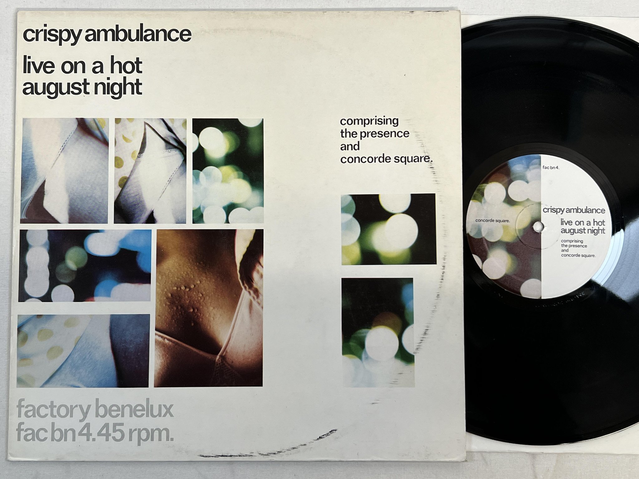 Omslagsbild för skivan CRISPY AMBULANCE live on a hot august night LP FACTORY BENELUX fac bn 4