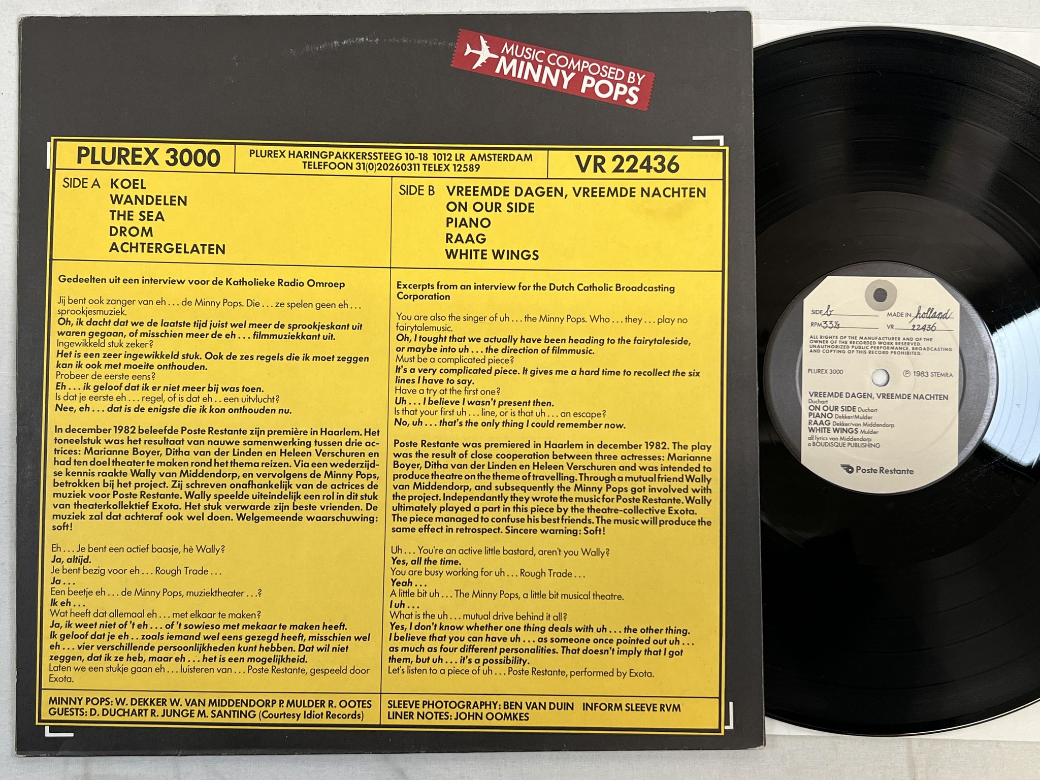 Omslagsbild för skivan MINNY POPS Poste Restante LP -83 Hol PLUREX 3000 ** synth-pop **