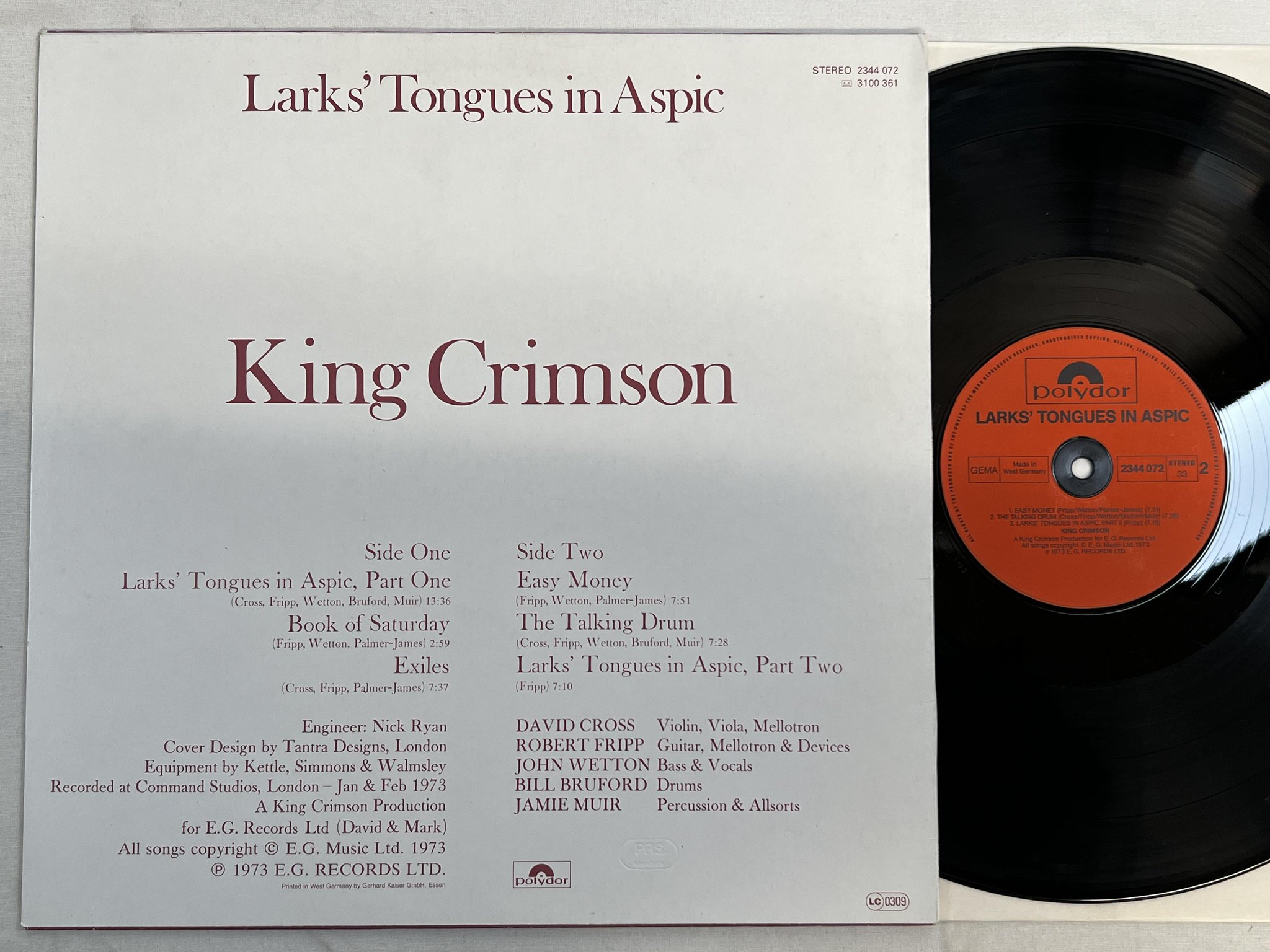 Omslagsbild för skivan KING CRIMSON larks' tounges in aspic LP re Ger POLYDOR 2344 072