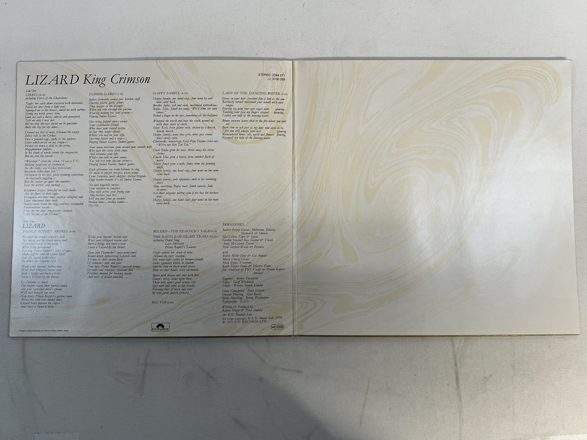 Omslagsbild för skivan KING CRIMSON lizard LP re Ger POLYDOR 2344071