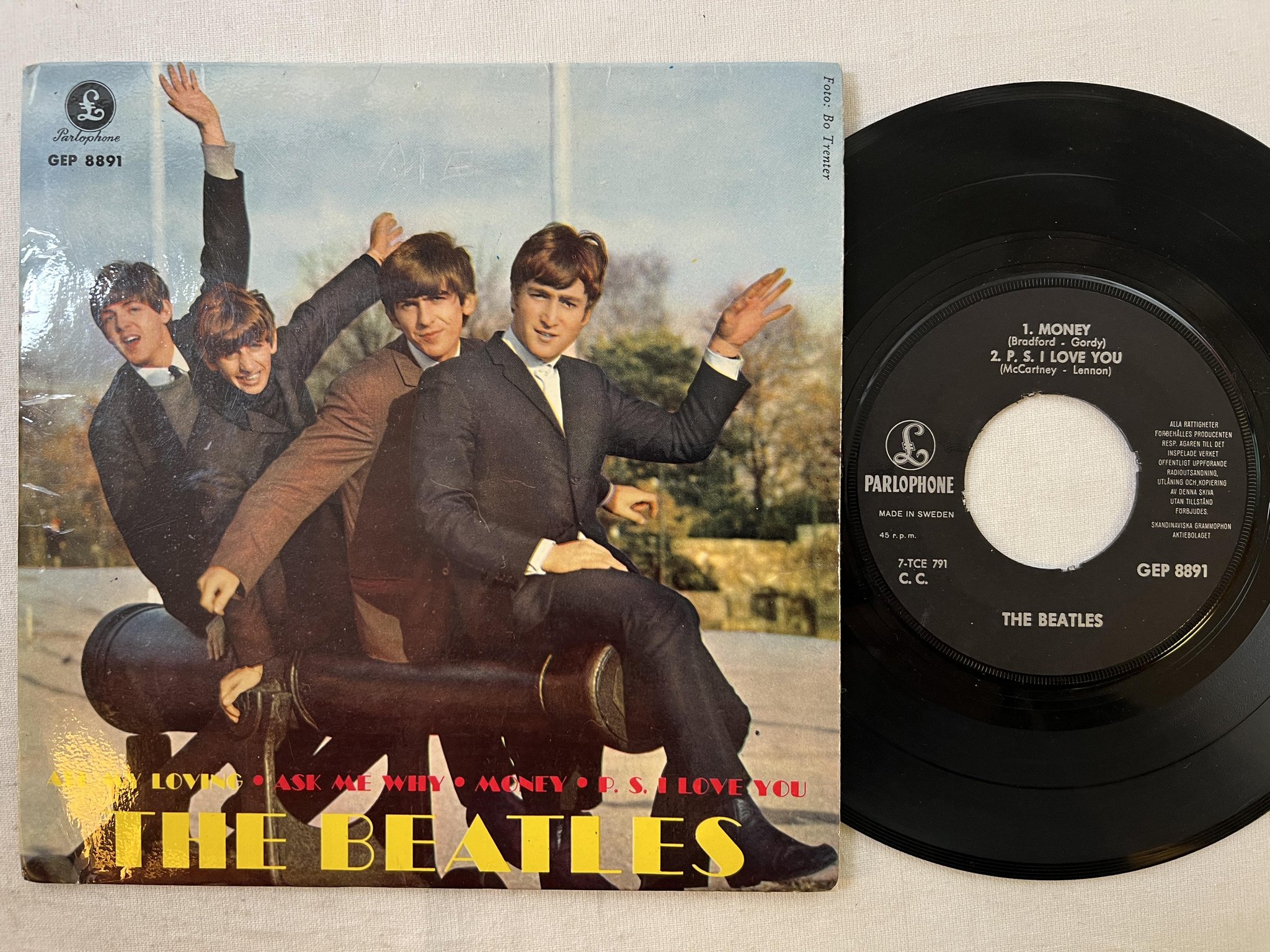 Omslagsbild för skivan THE BEATLES all my loving 7" -64 Swe PARLOPHONE GEP 8891