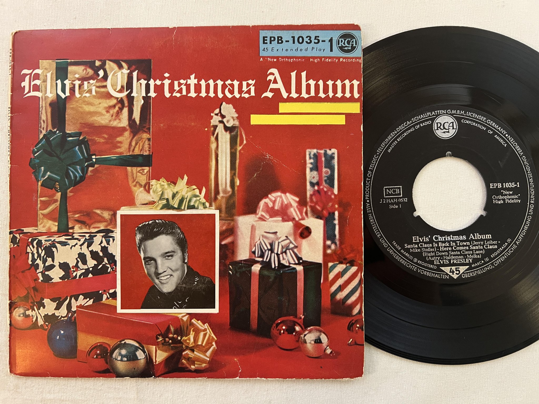 Omslagsbild för skivan ELVIS PRESLEY Christmas album 7"ep -58 Ger RCA EPB 1035-1