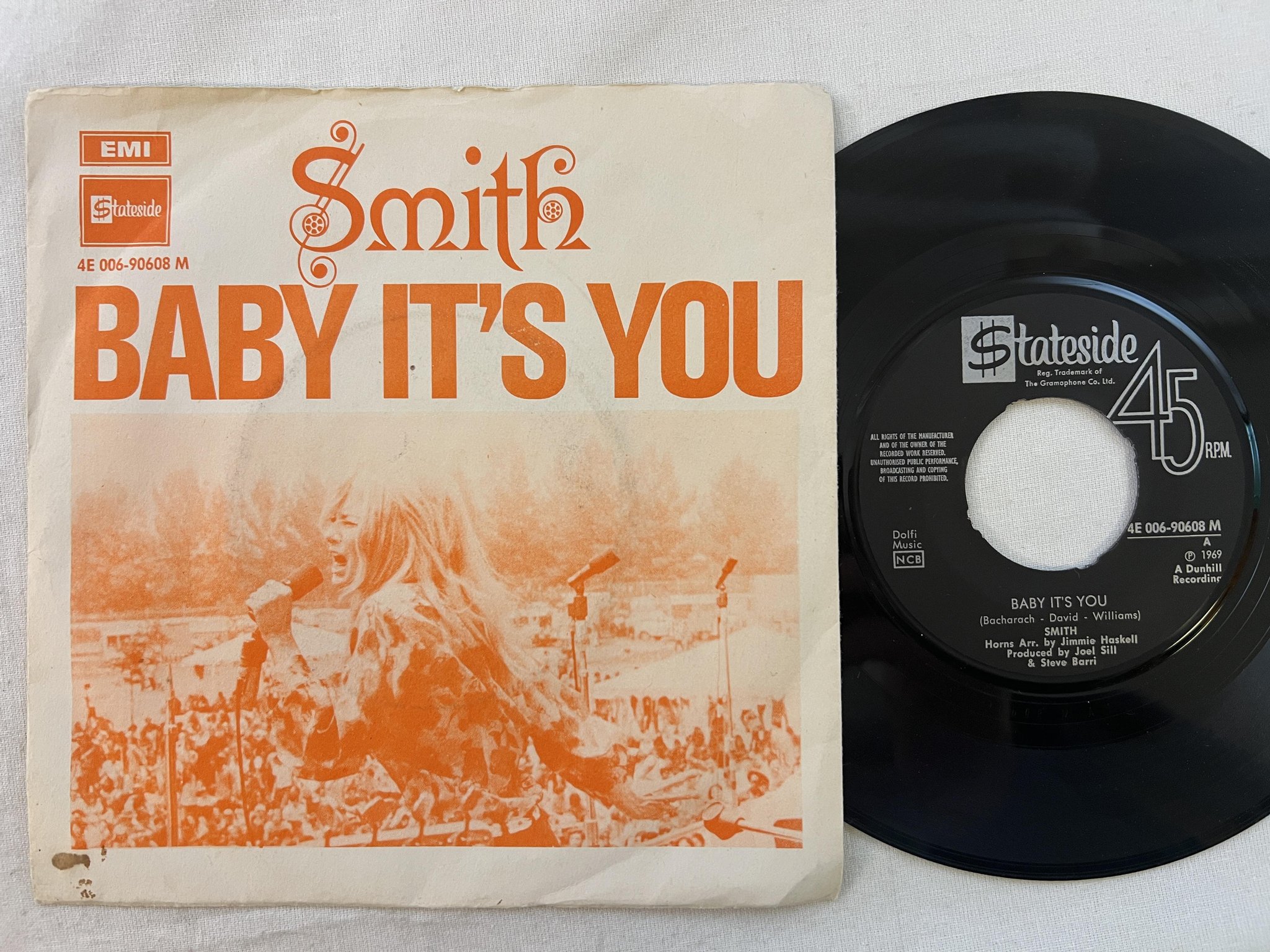 Omslagsbild för skivan SMITH baby it's you 7"single -69 Swe STATESIDE 4E 006-90608 M