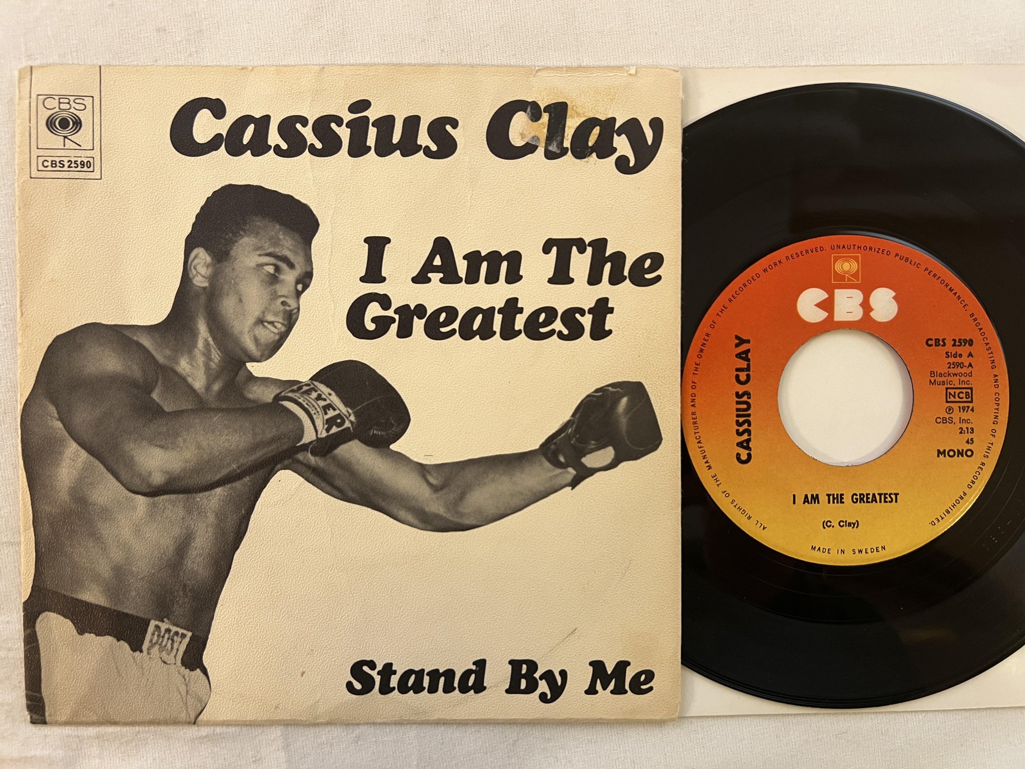 Omslagsbild för skivan CASSIUS CLAY I am the greatest 7"single -74 Swe CBS 2590 mono