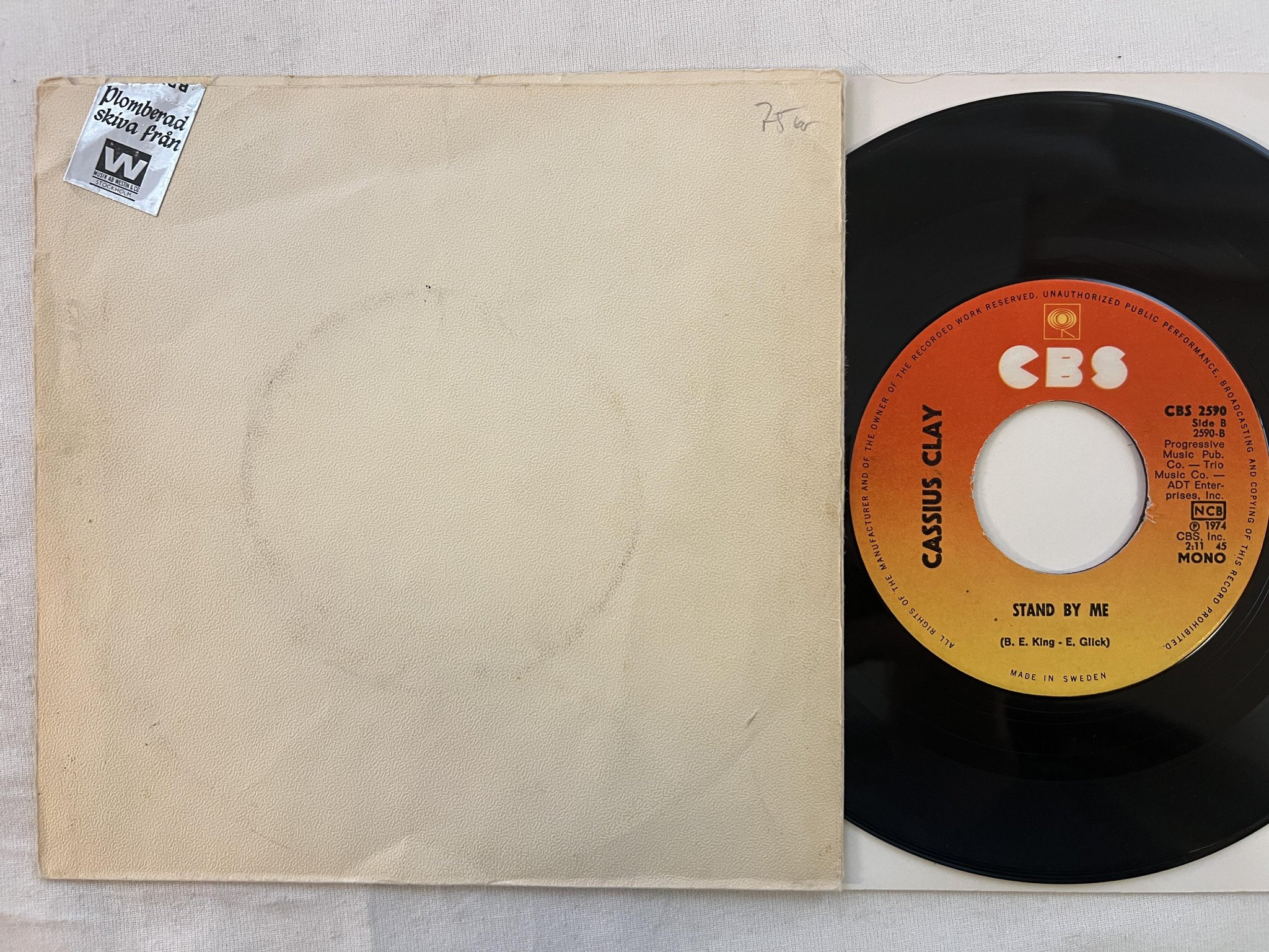 Omslagsbild för skivan CASSIUS CLAY I am the greatest 7"single -74 Swe CBS 2590 mono