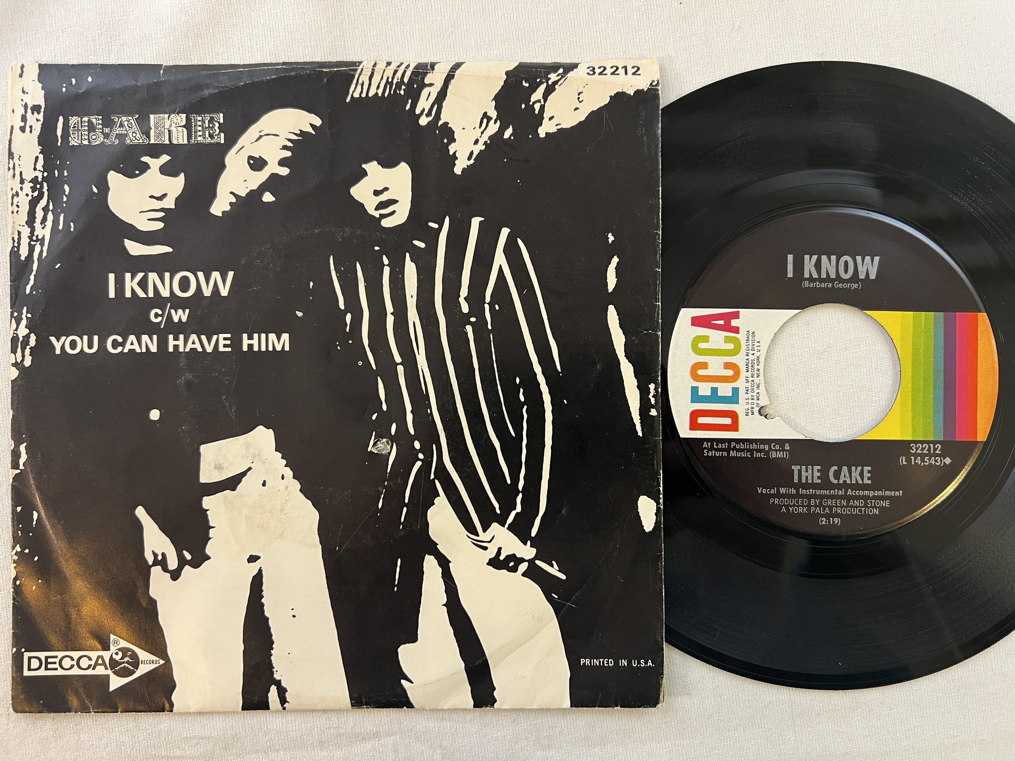 Omslagsbild för skivan THE CAKE I know 7" -67 US DECCA 32212