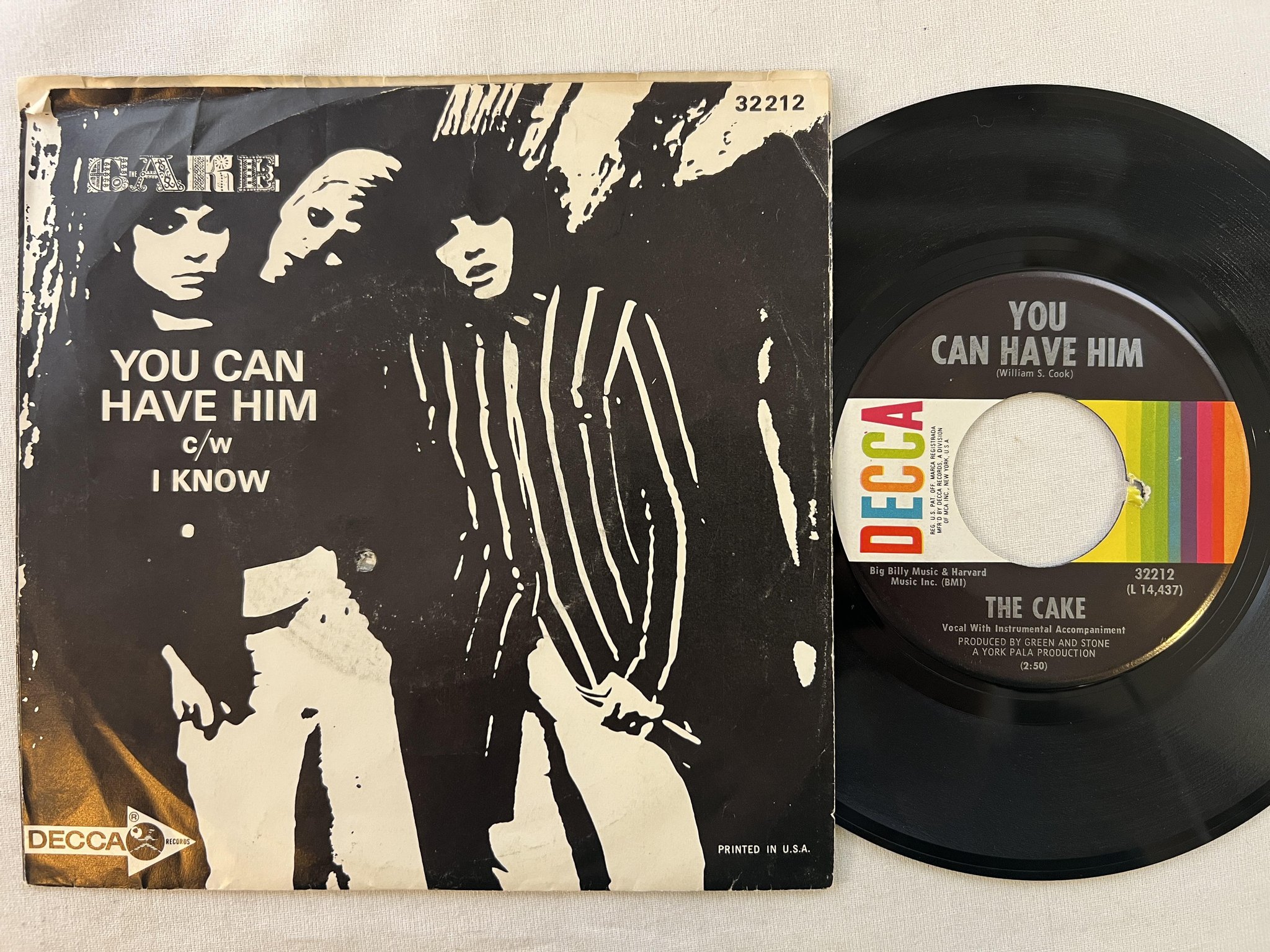 Omslagsbild för skivan THE CAKE I know 7" -67 US DECCA 32212