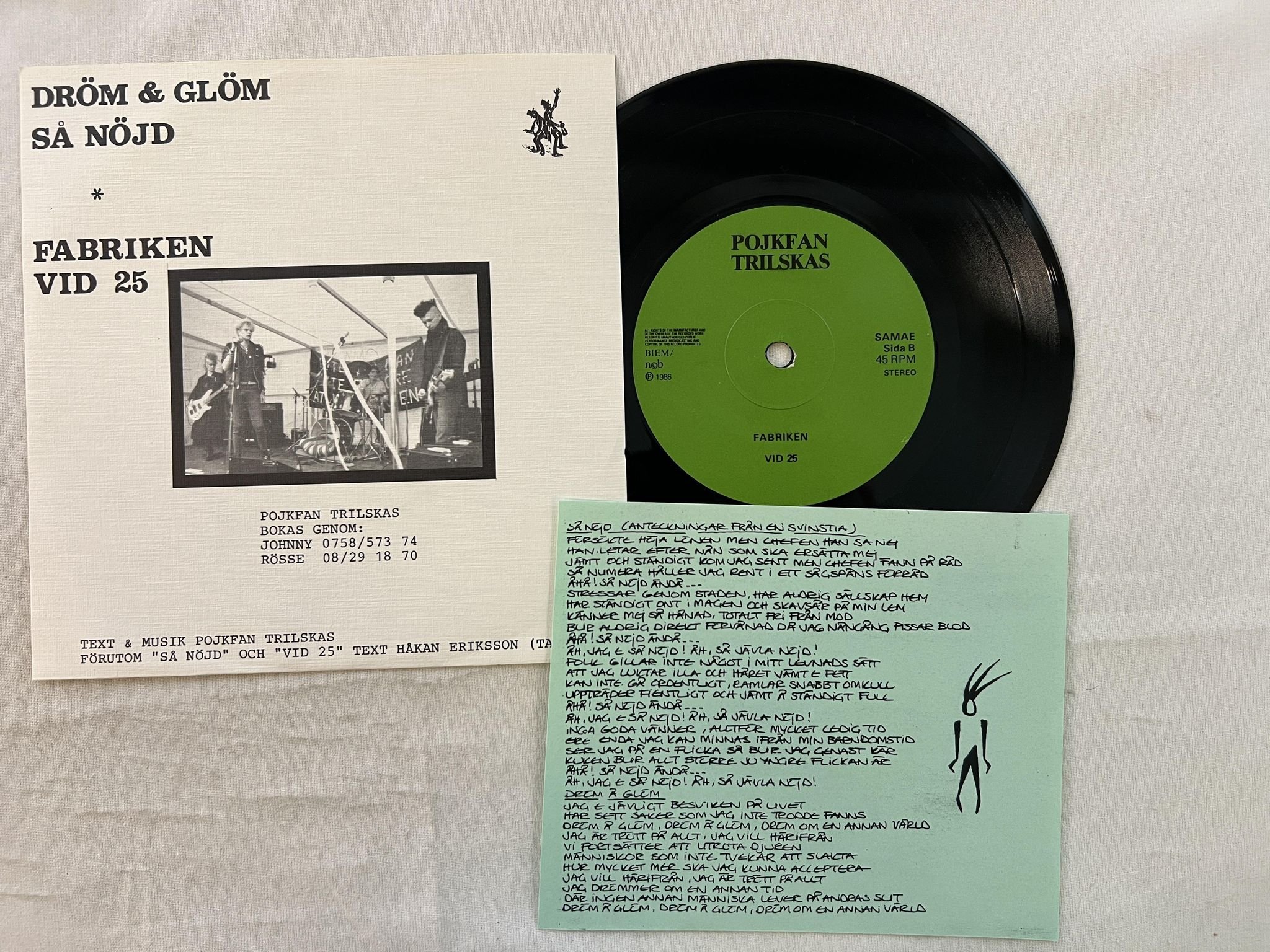 Omslagsbild för skivan POJKFAN TRILSKAS så nöjd 7"single -86 Swe STUDIO OTUKT SAMAE ** PUNK **