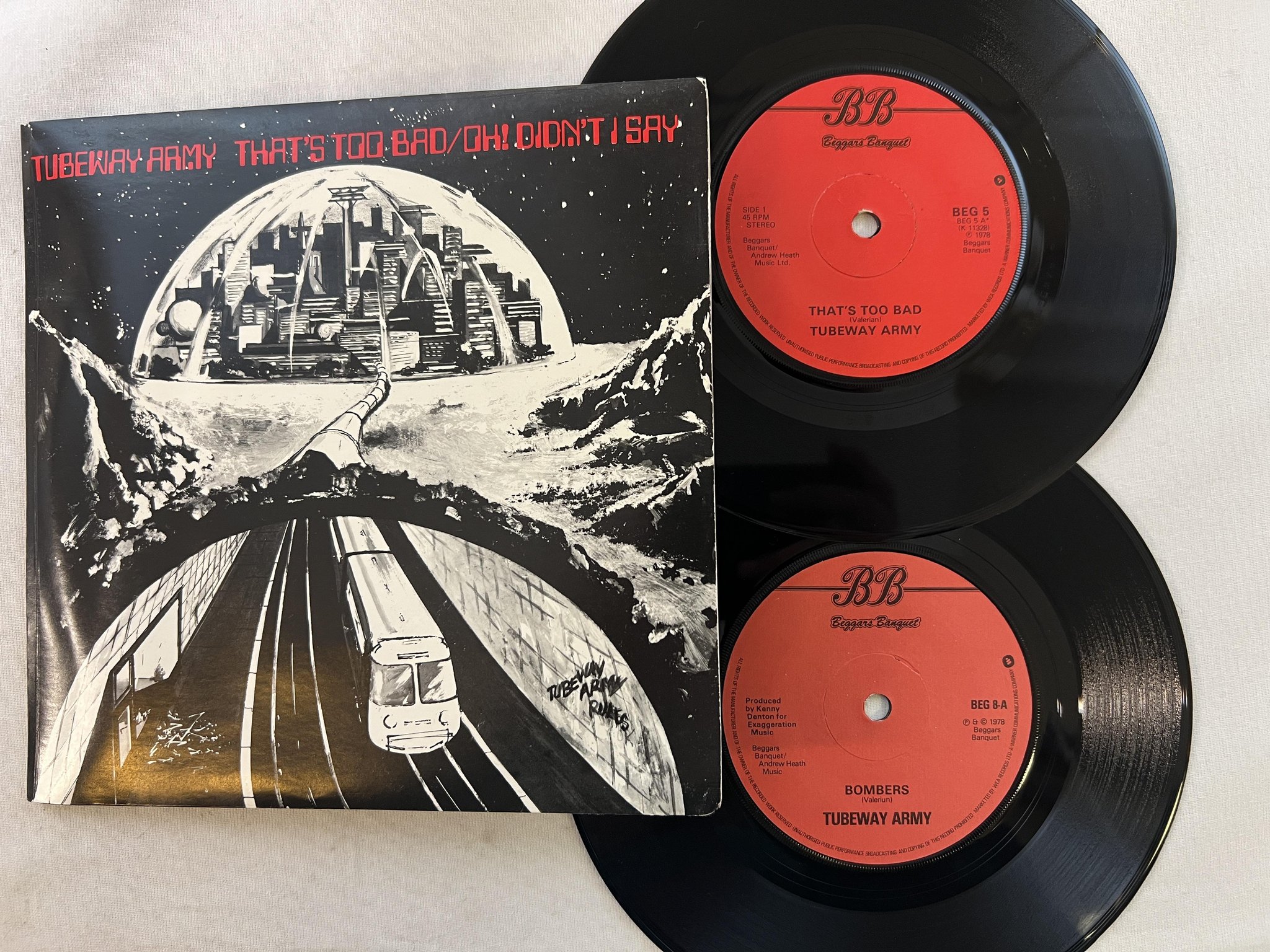 Omslagsbild för skivan TUBEWAY ARMY That's Too Bad 2x7"SINGLE -79 UK beggars banquet ** PUNK **