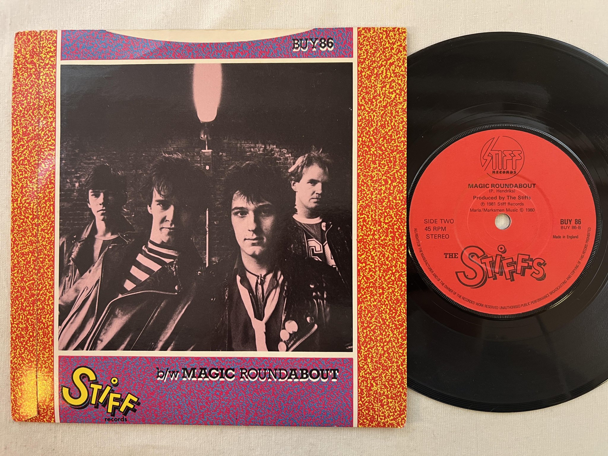 Omslagsbild för skivan THE STIFFS goodbye my love 7"single -81 UK STIFF BUY 86