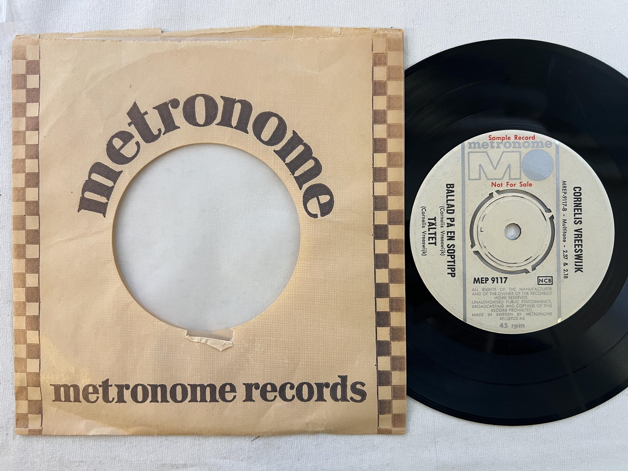 Omslagsbild för skivan CORNELIS VREESWIJK perfect time killer 7"ep METRONOME promo MEP 9117 ** RARE **