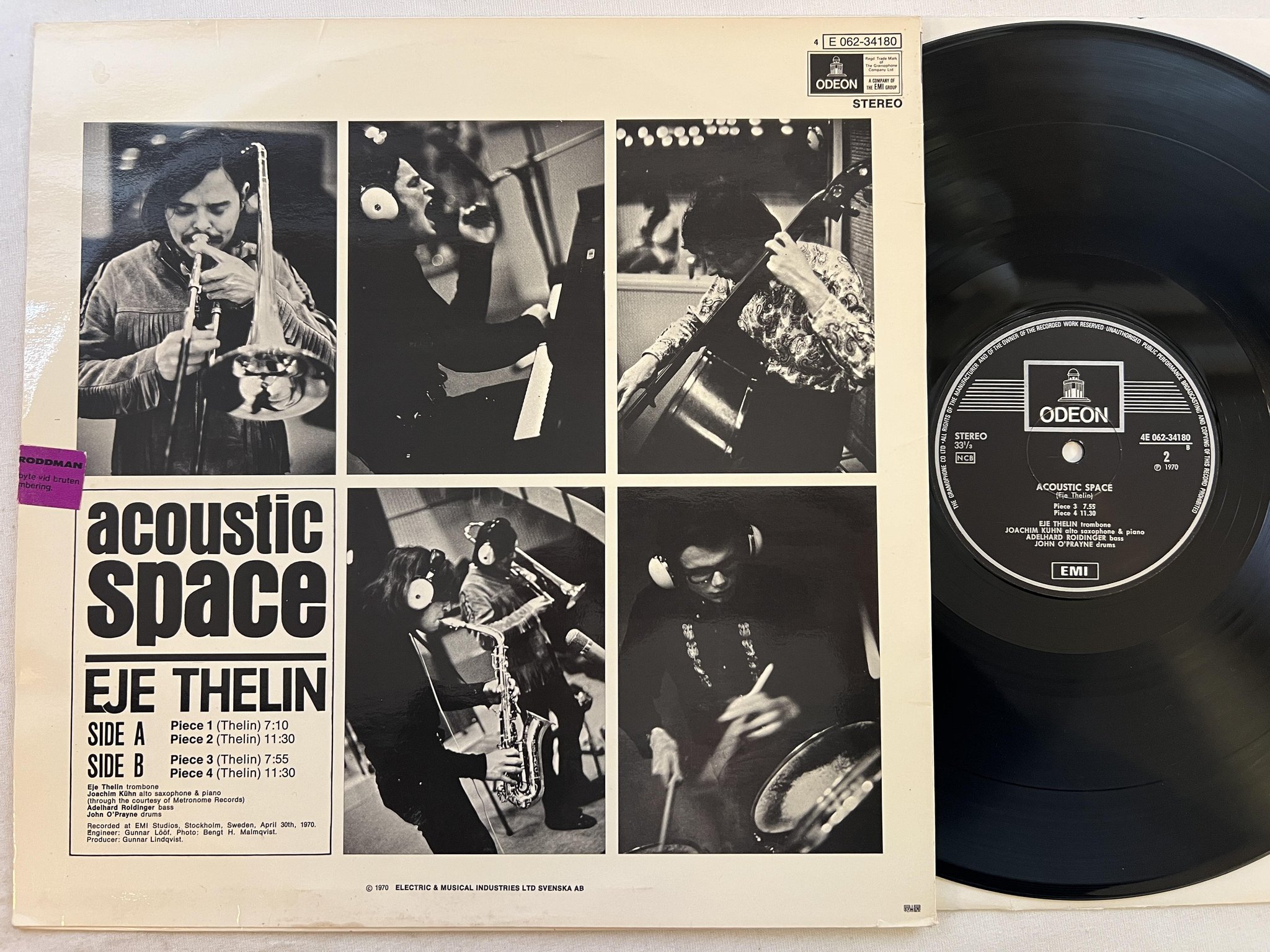 Omslagsbild för skivan EJE THELIN acoustic space LP -70 Swe ODEON 4E 062-34180