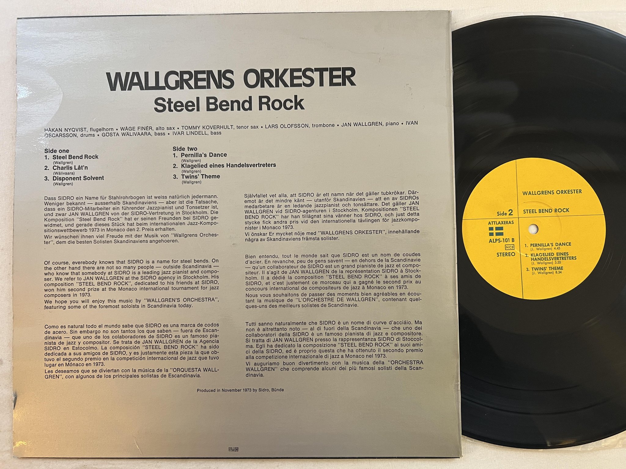 Omslagsbild för skivan WALLGRENS ORKESTER steel bend rock LP -73 Swe ATTLAXERAS ALPS-101