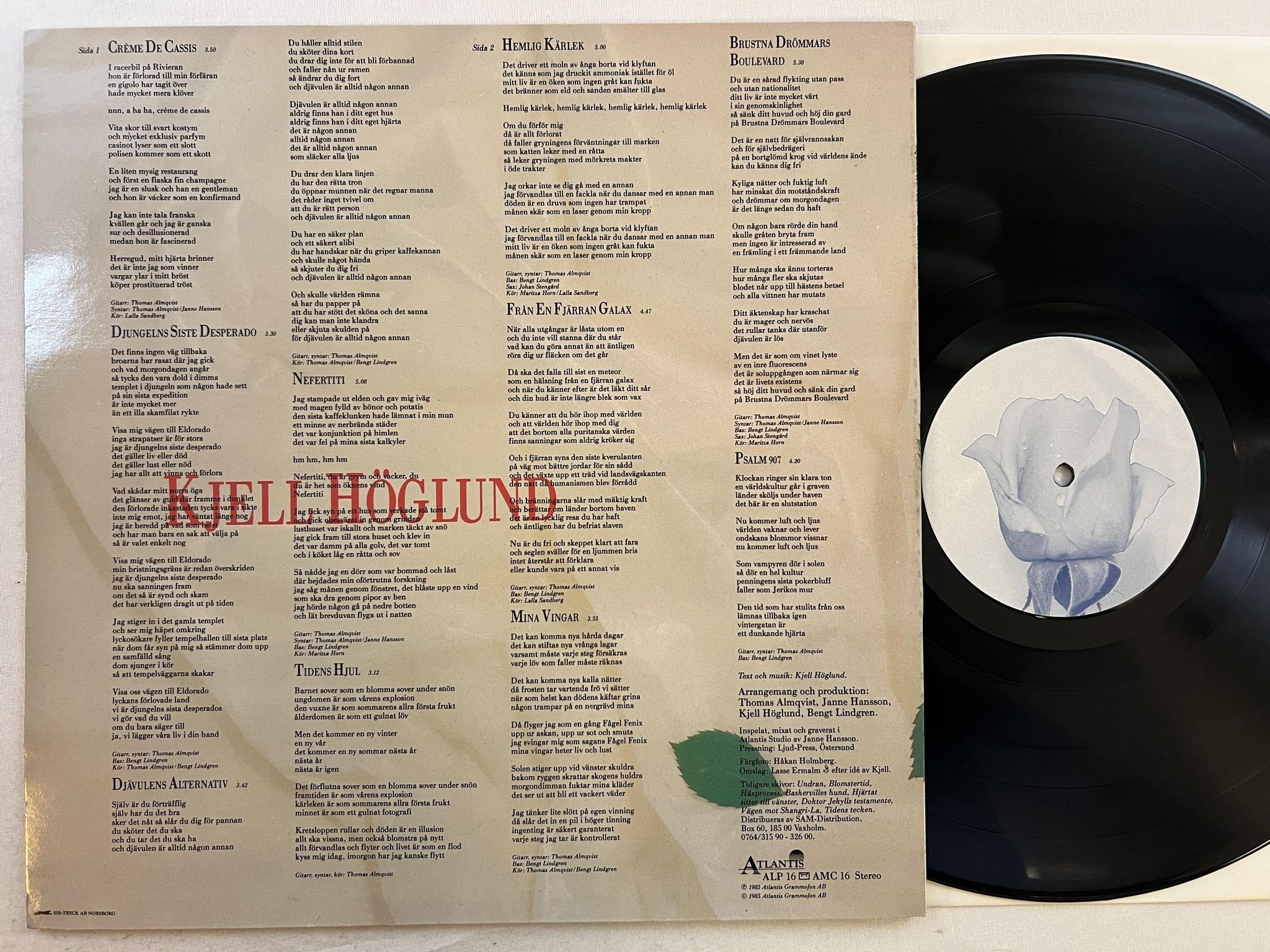 Omslagsbild för skivan KJELL HÖGLUND hemlig kärlek LP -85 Swe ATLANTIS ALP 16