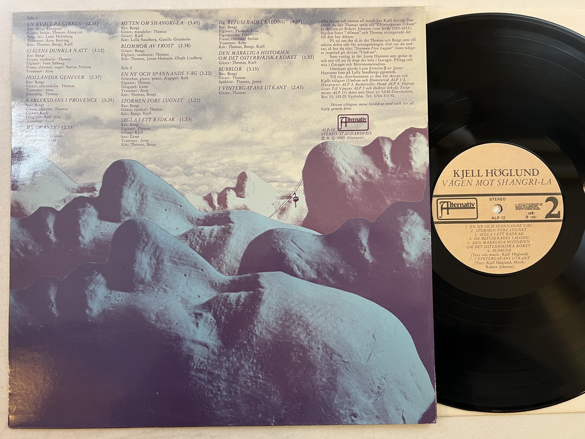 Omslagsbild för skivan KJELL HÖGLUND vägen mot shangri-la LP -80 Swe ALTERNATIV ALP-12