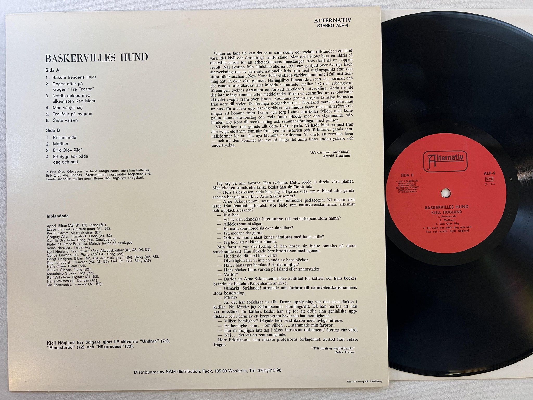 Omslagsbild för skivan KJELL HÖGLUND baskervilles hund LP -74 Swe ALTERNATIV ALP 4