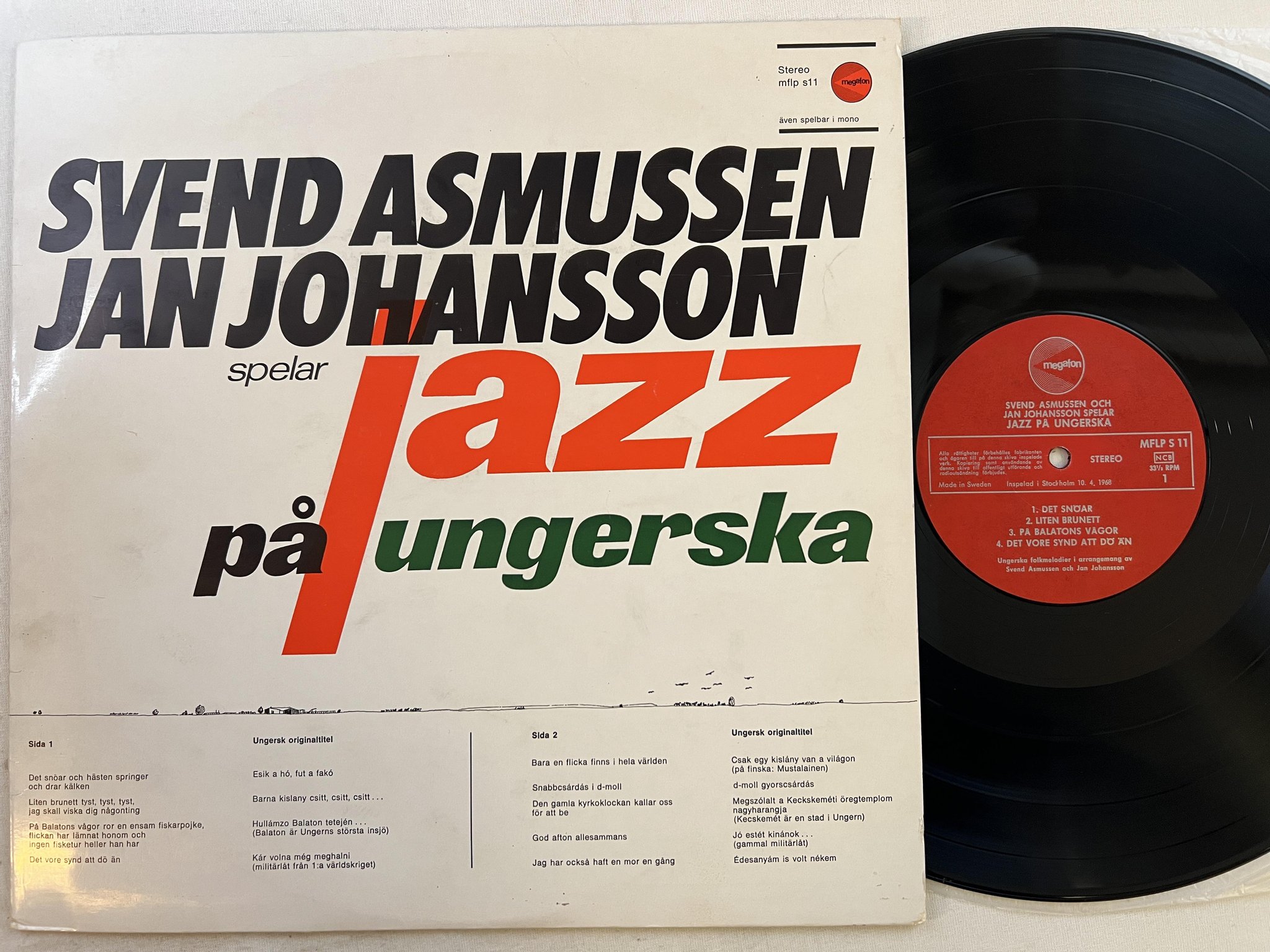 Omslagsbild för skivan JAN JOHANSSON jazz på ungerska LP -68 Swe MEGAFON MFLP S 11