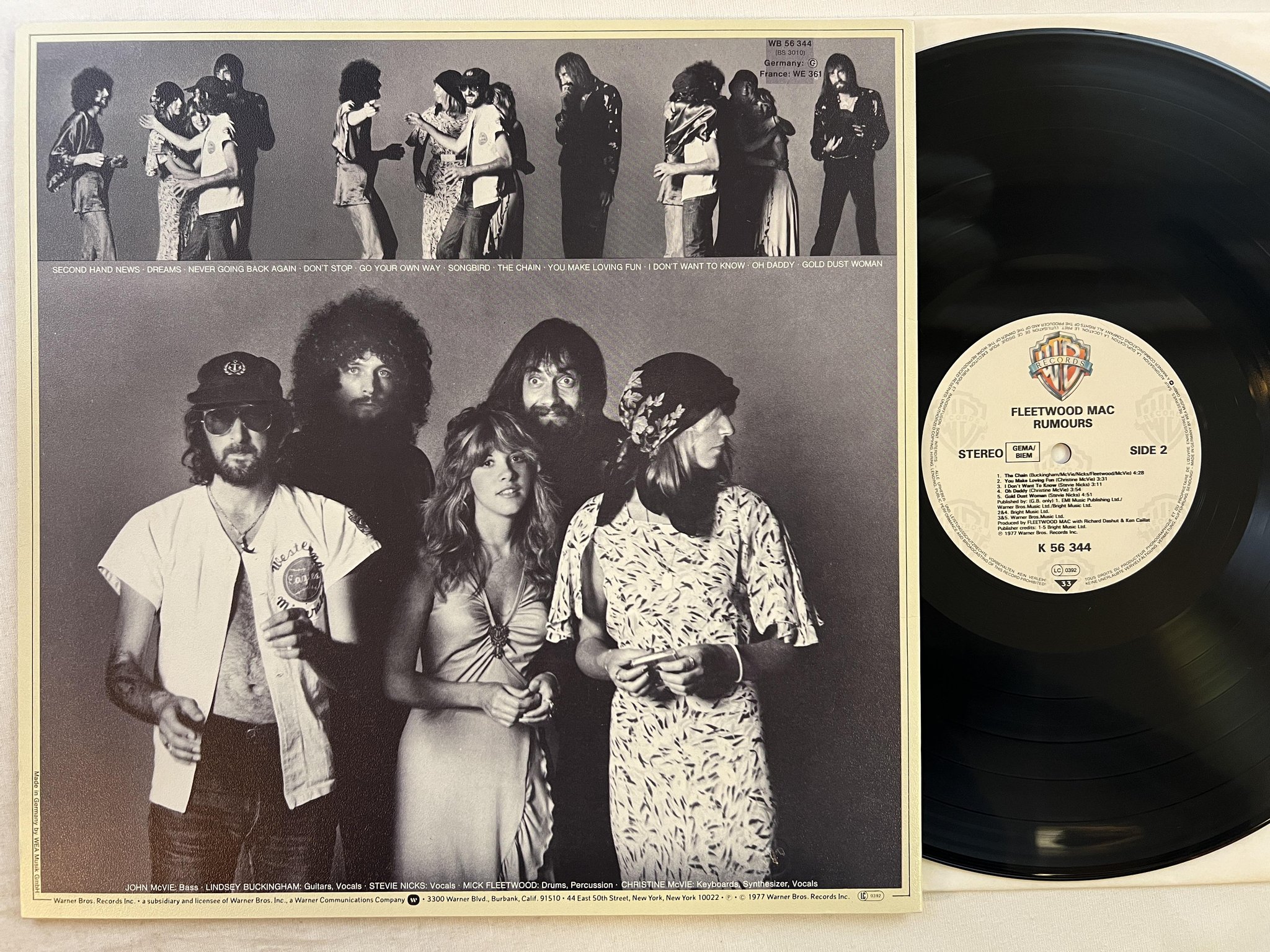 Omslagsbild för skivan FLEETWOOD MAC rumours LP -77 Ger WARNER BROS K 56344