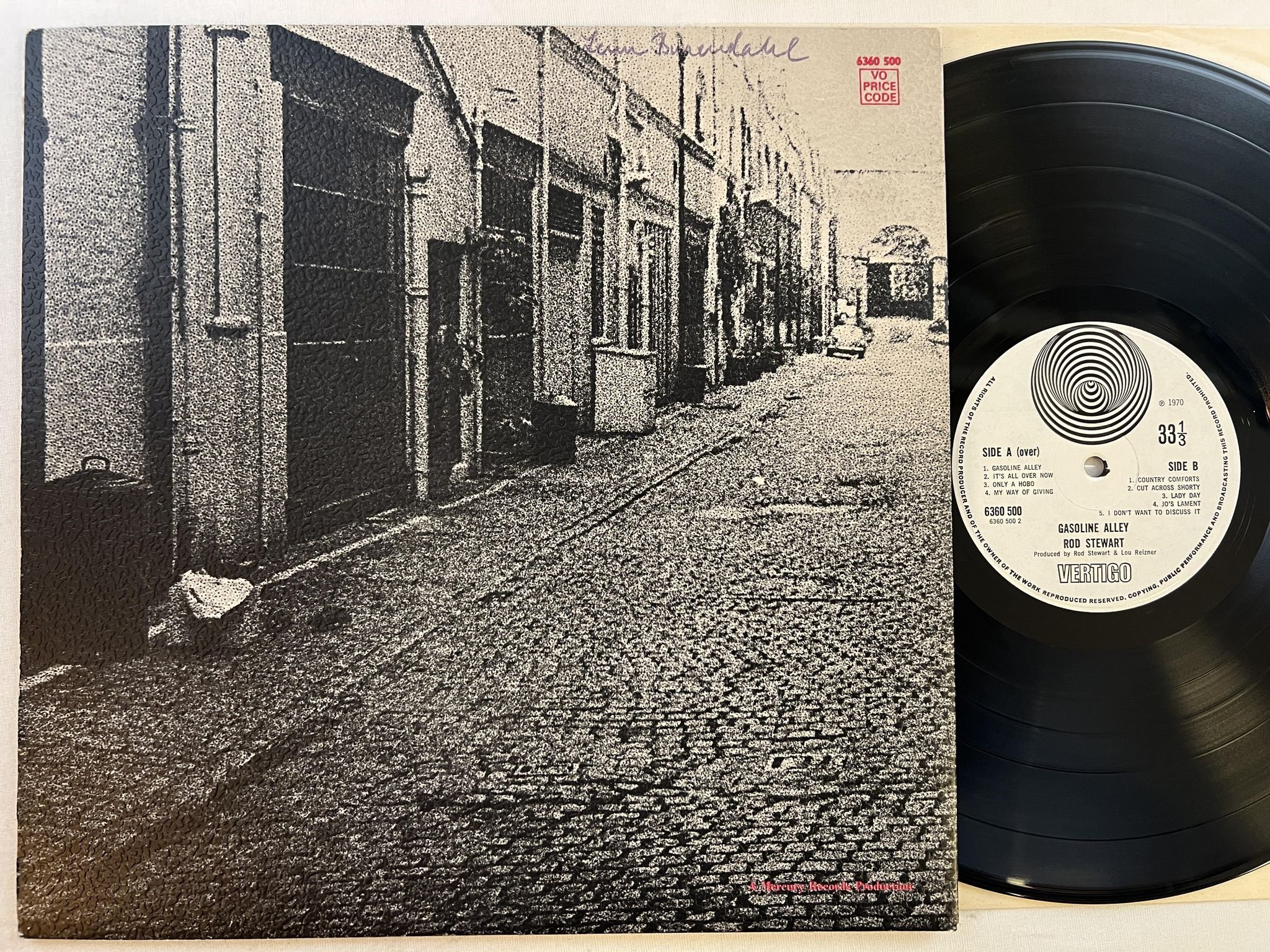 Omslagsbild för skivan ROD STEWART gasoline alley LP -70 UK VERTIGO 6360 500