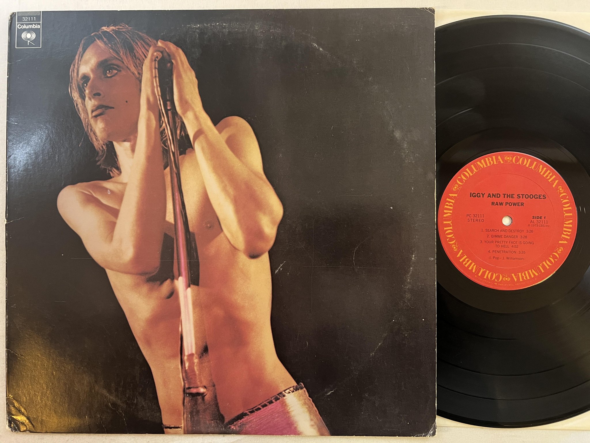 Omslagsbild för skivan IGGY AND THE STOOGES raw power LP -73 US COLUMBIA PC 32111 ** KILLER ALBUM **