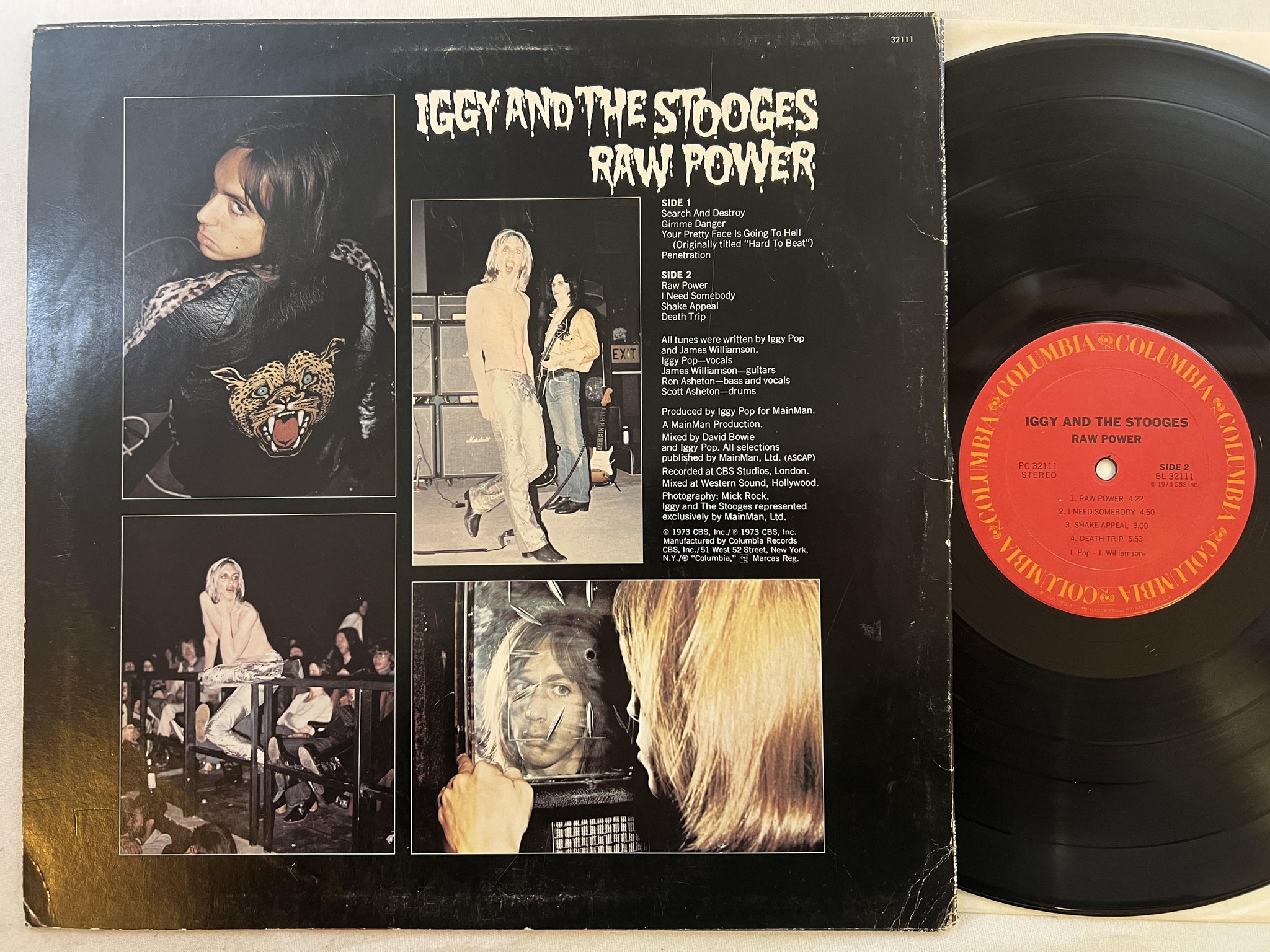 Omslagsbild för skivan IGGY AND THE STOOGES raw power LP -73 US COLUMBIA PC 32111 ** KILLER ALBUM **