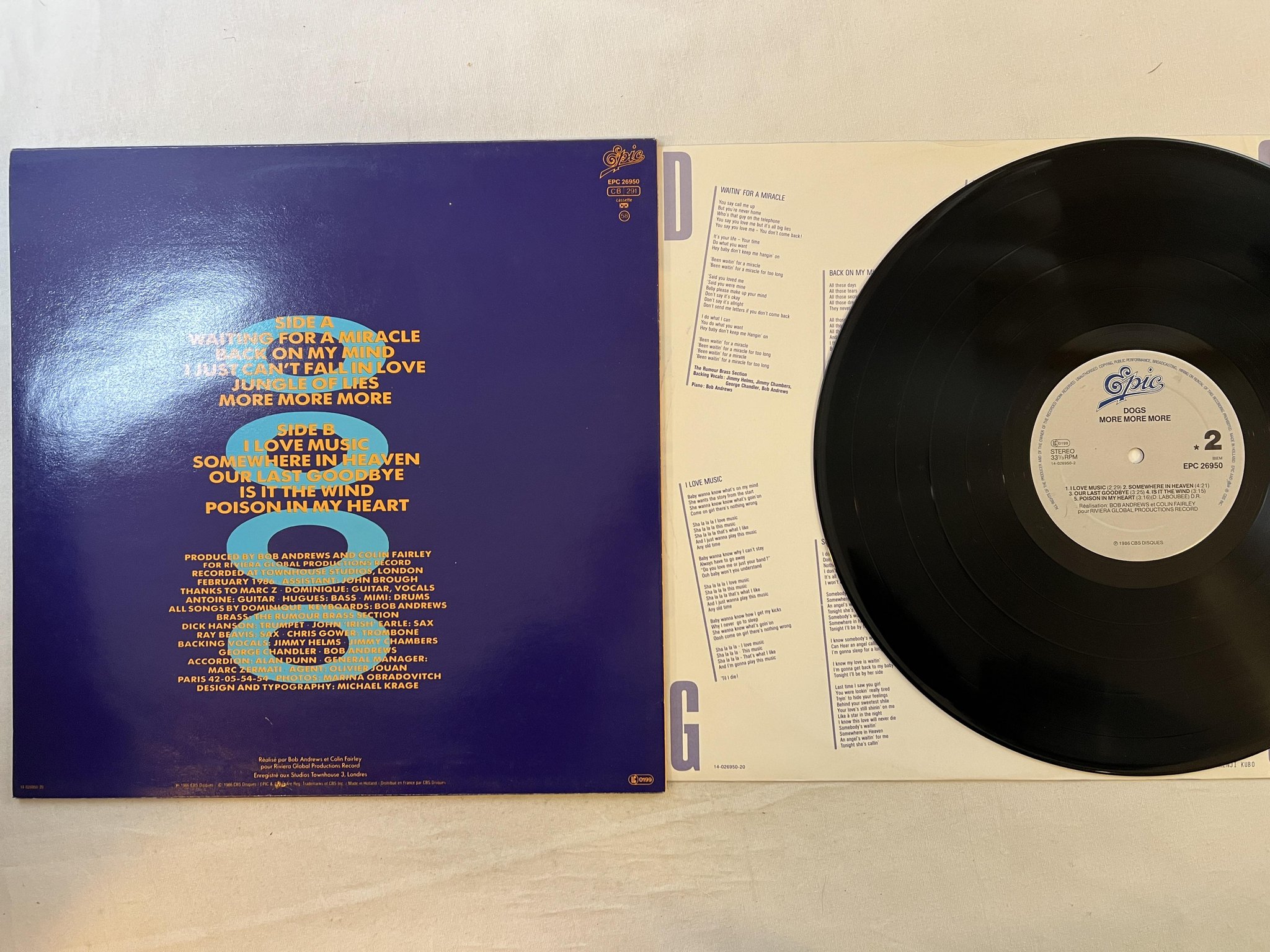 Omslagsbild för skivan DOGS more more more LP -86 Hol EPIC EPC 26950