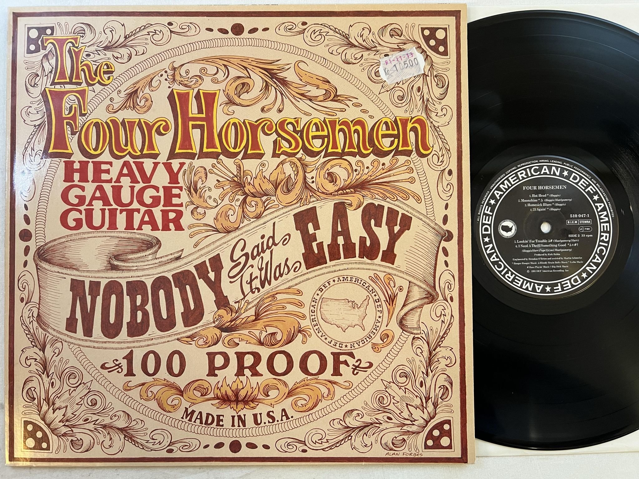 Omslagsbild för skivan THE FOUR HORSEMEN Nobody Said It Was Easy LP -91 EU DEF AMERICAN *** RARE ***