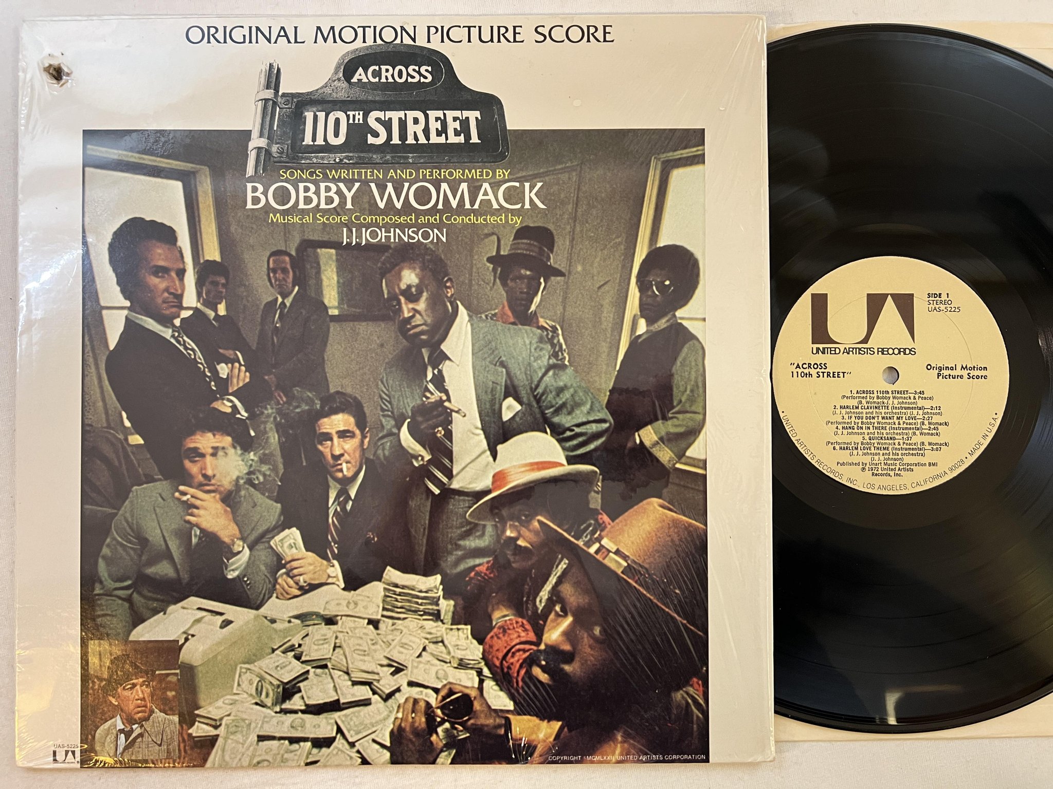 Omslagsbild för skivan ACROSS 110TH STREET Bobby Womack LP -72 US UAS 5225 blaxploitation ** YEAH **