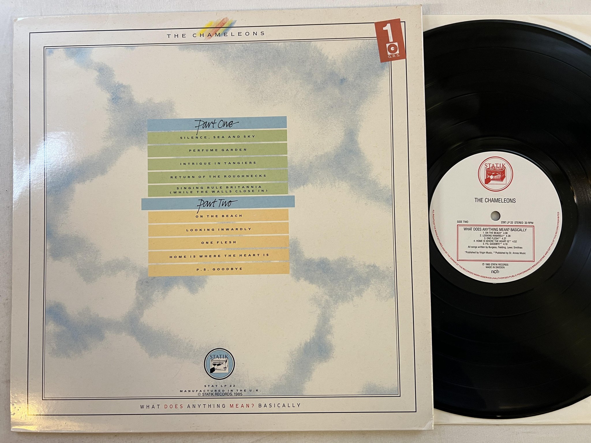 Omslagsbild för skivan THE CHAMELEONS What Does Anything Mean? Basically LP -85 Swe STATIK STAT LP 22