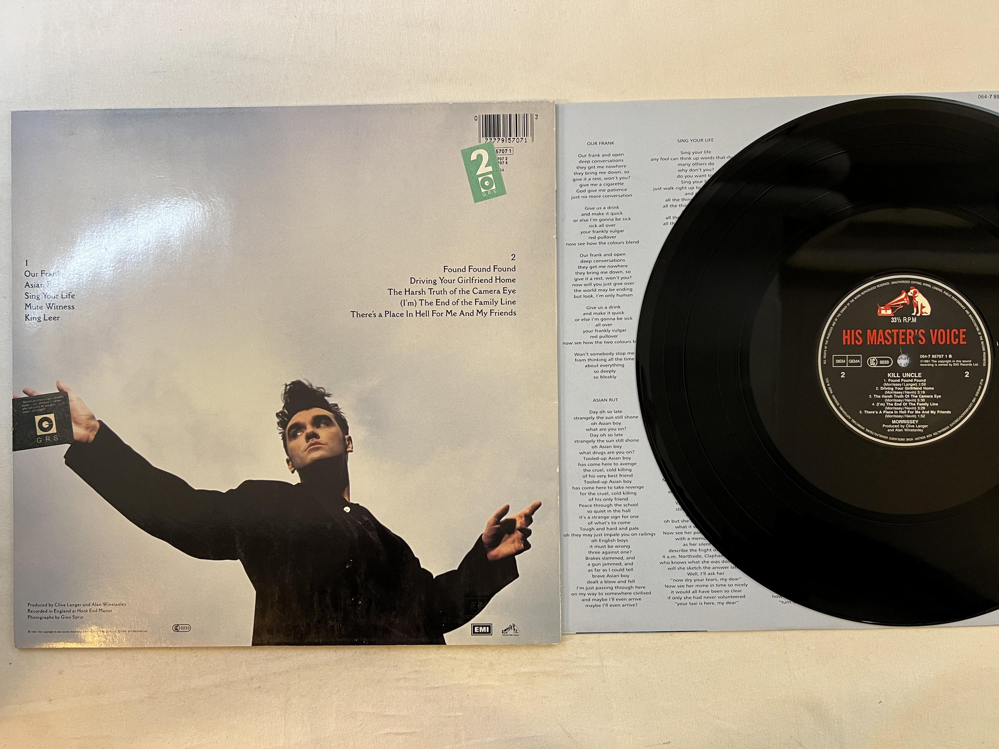 Omslagsbild för skivan MORRISSEY Kill Uncle LP -91 EU HIS MASTER'S VOICE 064-7957071