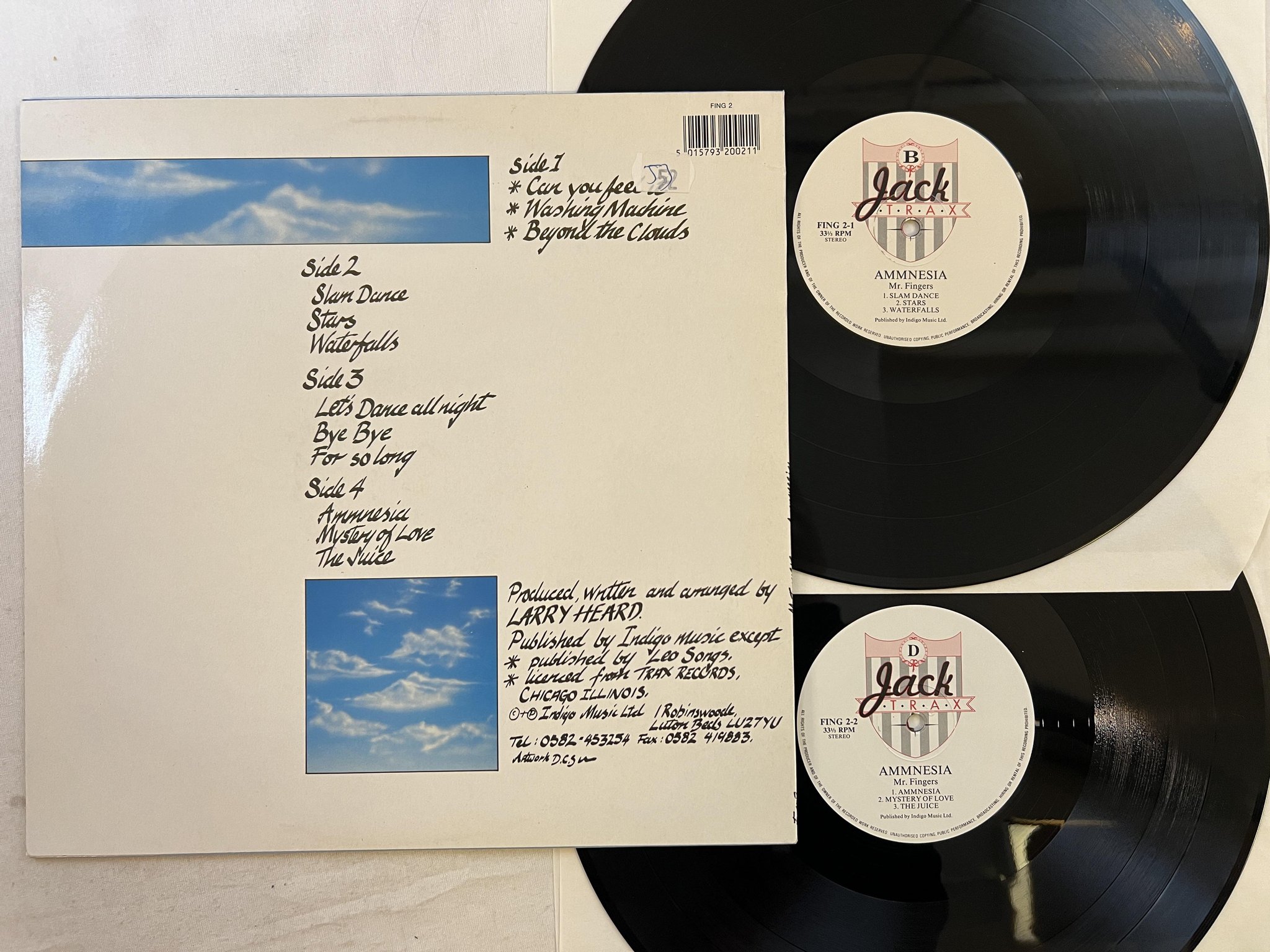 Omslagsbild för skivan MR FINGERS ammnesia 2xLP -89 JACK TRAX FING 2 ** MEGA RARE HOUSE **