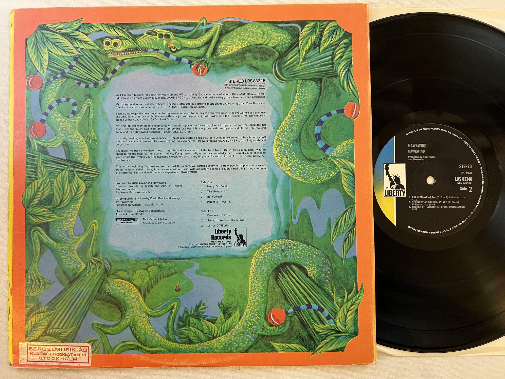 Omslagsbild för skivan HAWKWIND s/t LP -70 UK LIBERTY LBS 83348 ** SPACE ROCK **