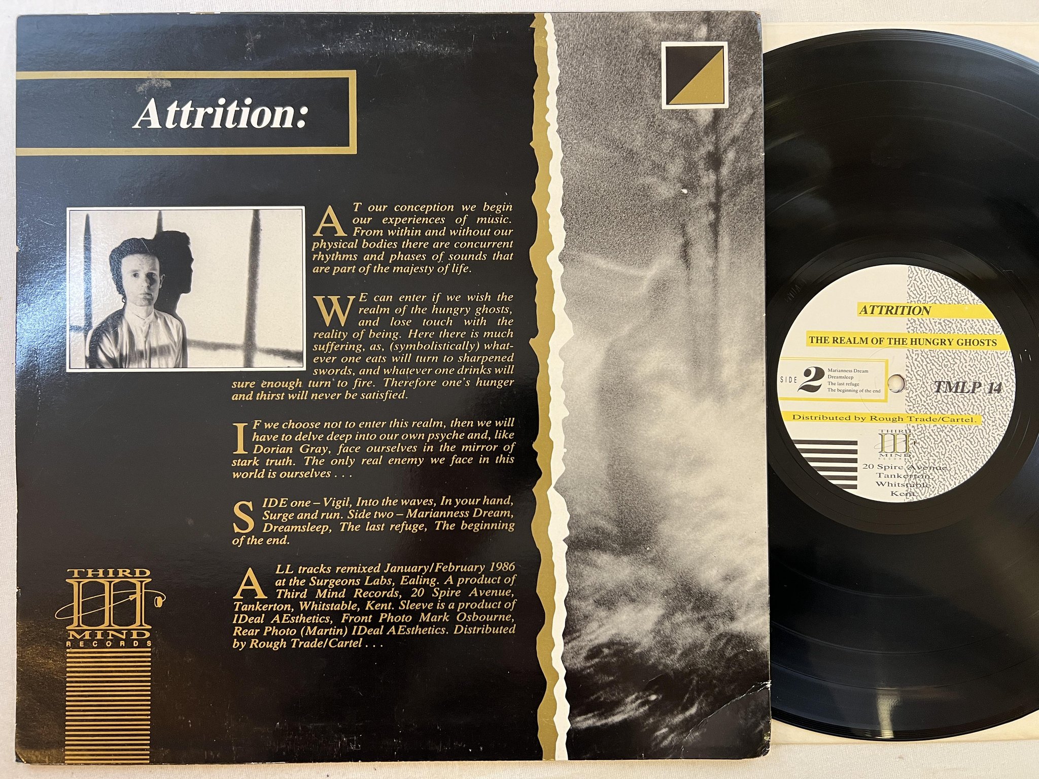 Omslagsbild för skivan ATTRITION the realm of hungry ghosts LP -86 UK THAT MIND TMLP 14