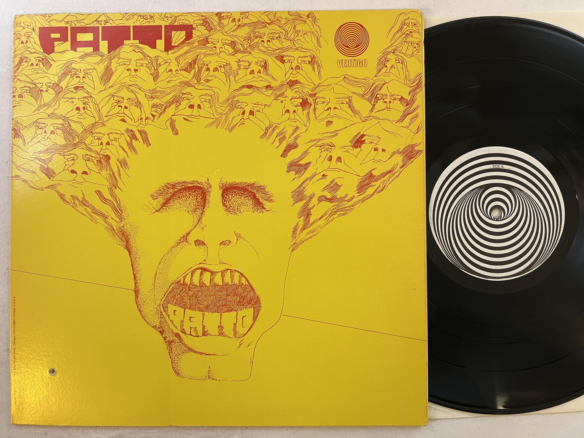 Omslagsbild för skivan PATTO s/t LP -71 US VERTIGO VEL-1001 ** prog rock **