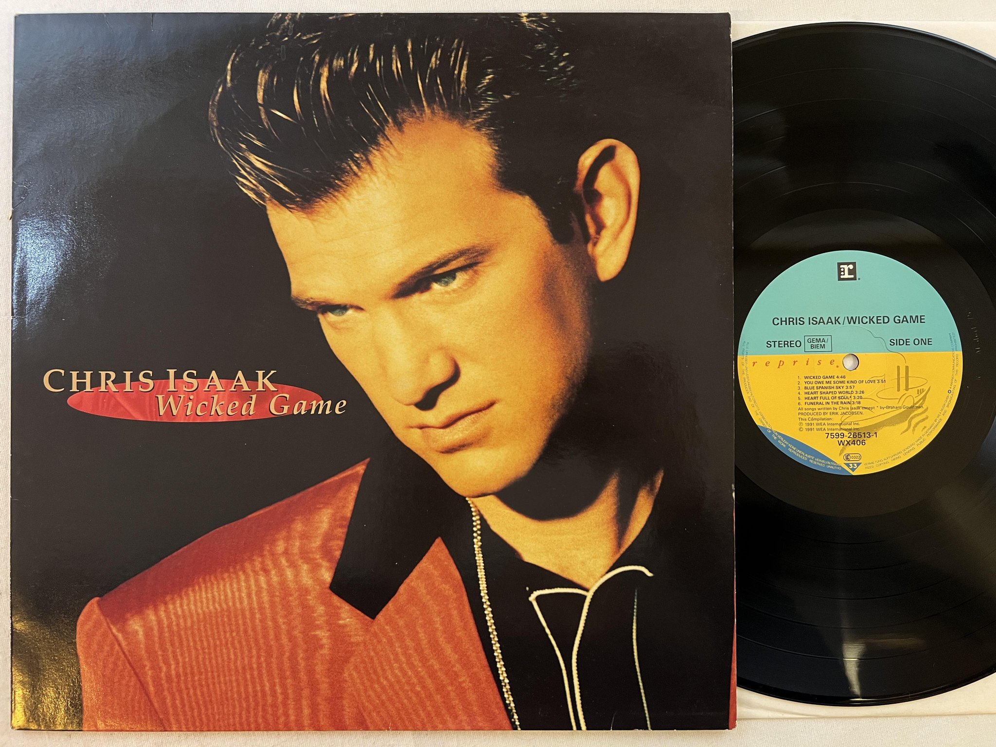 Omslagsbild för skivan CHRIS ISAAK wicked game LP -91 REPRISE 7599-26513-1