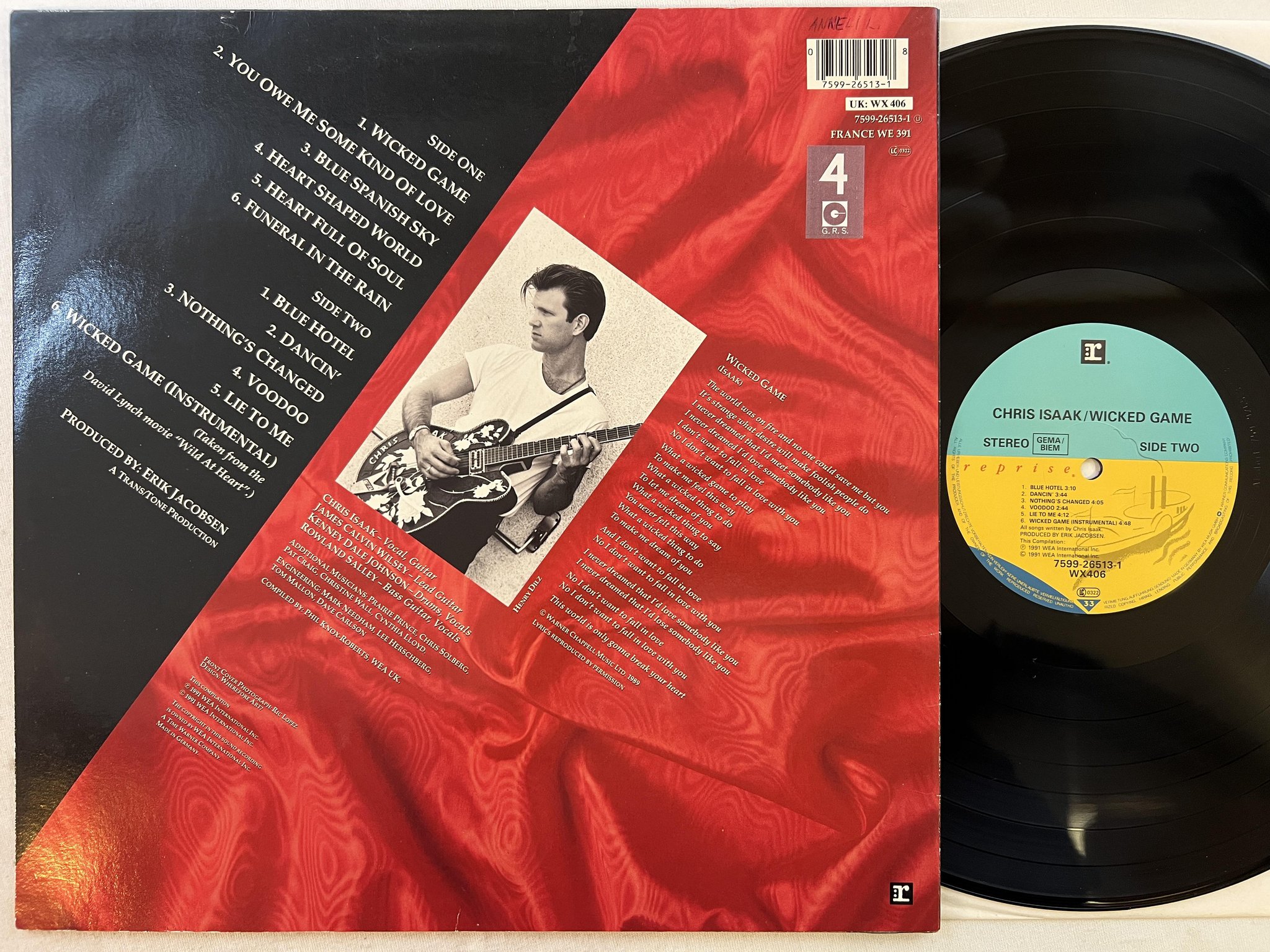 Omslagsbild för skivan CHRIS ISAAK wicked game LP -91 REPRISE 7599-26513-1
