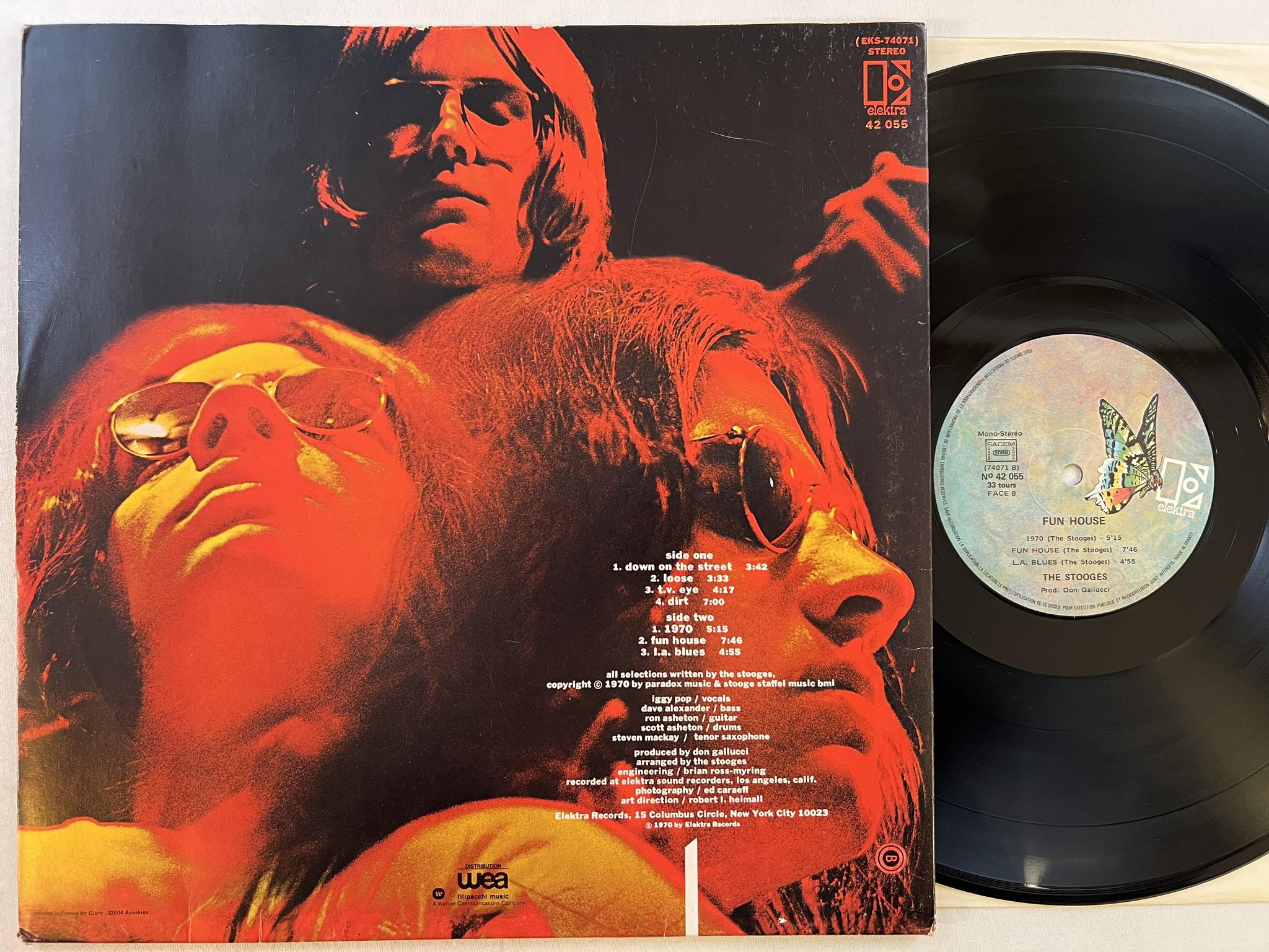 Omslagsbild för skivan THE STOOGES fun house LP -70/77 Fra ELEKTRA 42055 *** YEAH ***