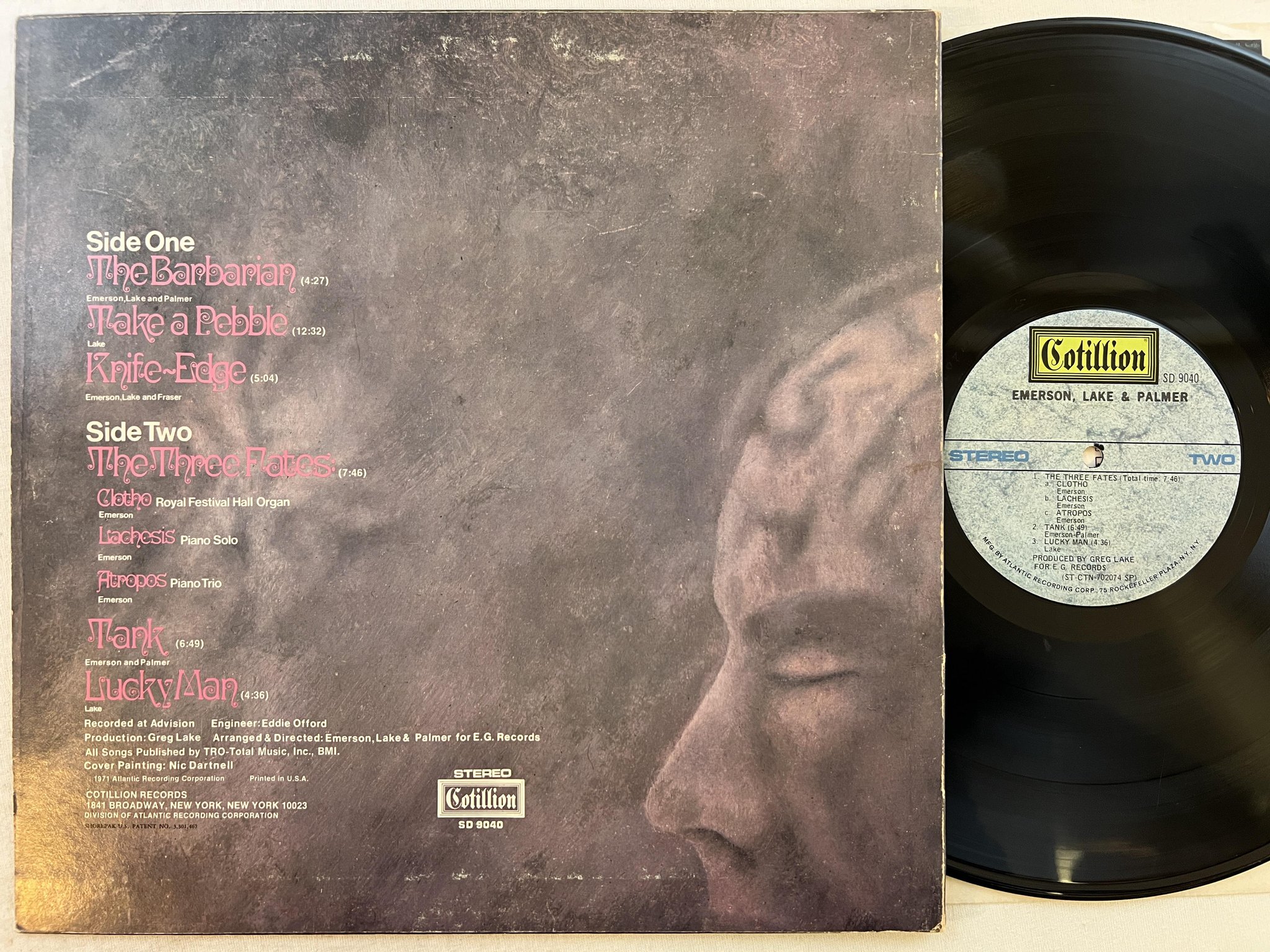 Omslagsbild för skivan EMERSON LAKE AND PALMER s/t LP US COTILLION SD 9040