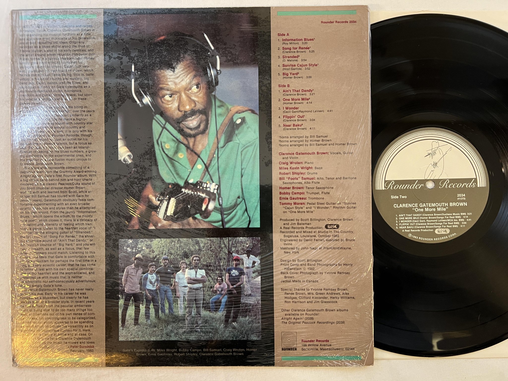 Omslagsbild för skivan CLARENCE GATEMOUTH BROWN one more mile LP -83 US ROUNDER 2034