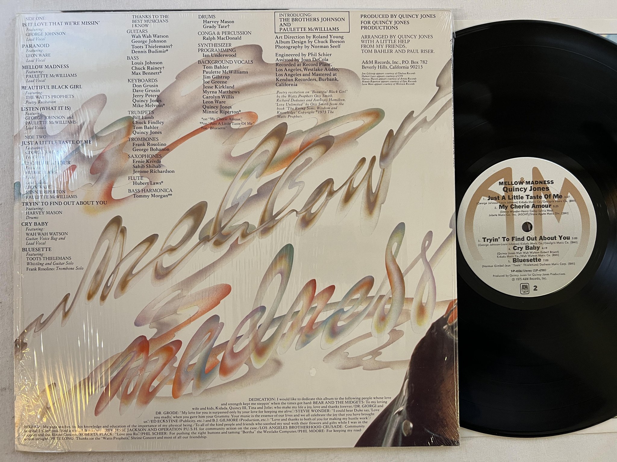 Omslagsbild för skivan QUINCY JONES mellow madness LP -75 US A&M SP 4526 ** POSTER **