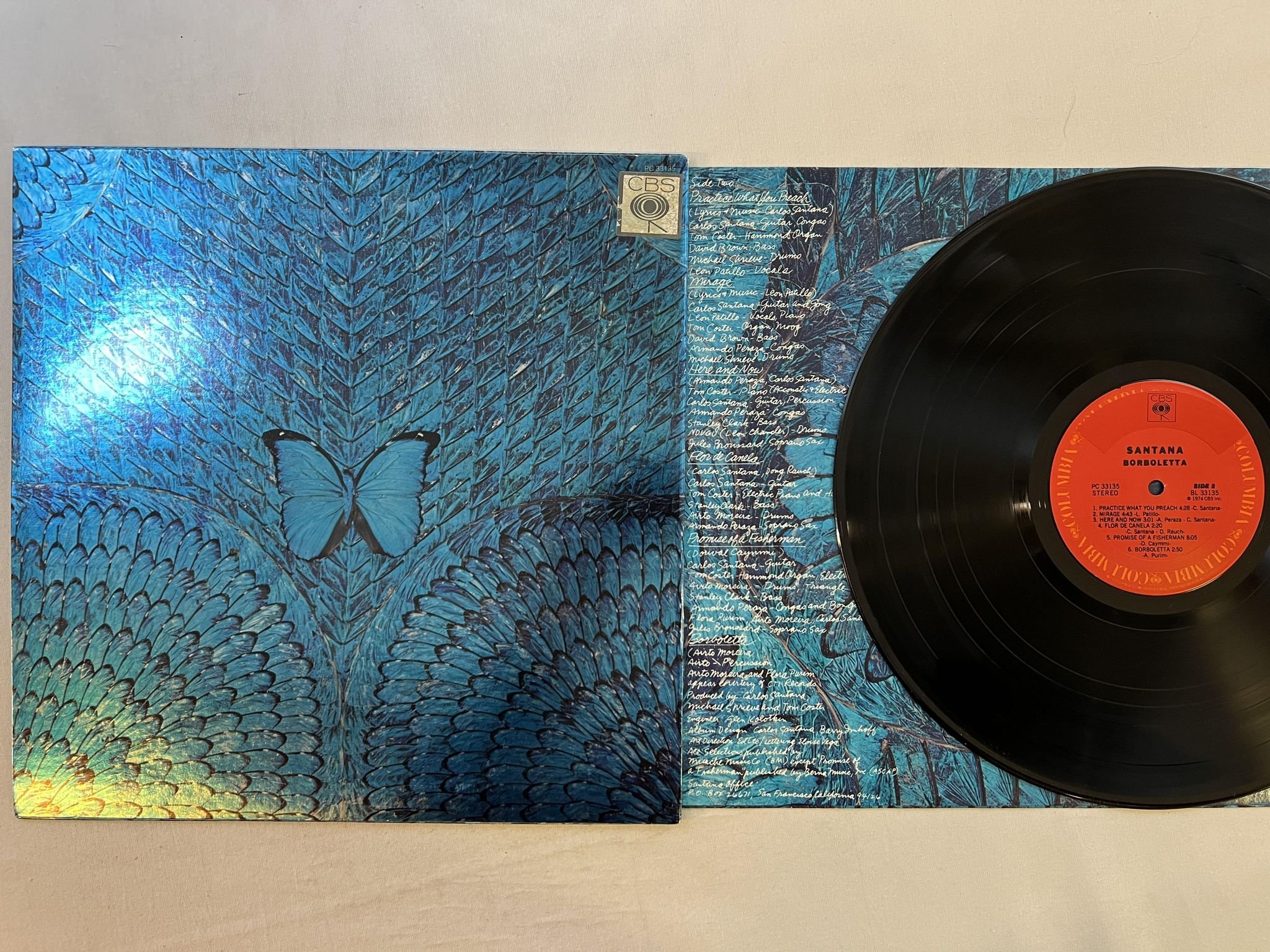 Omslagsbild för skivan SANTANA barboletta LP -74 CBS / COLUMBIA PC 33135 ** GROOVY **