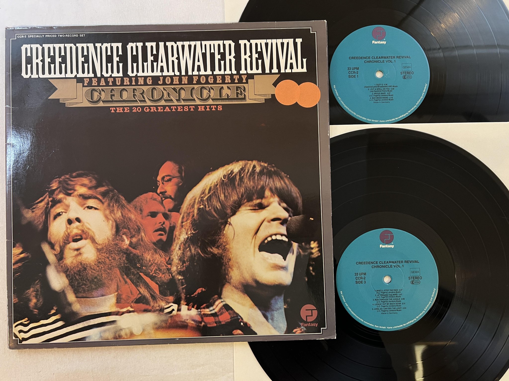 Omslagsbild för skivan CREEDENCE CLEARWATER REVIVAL chronicle vol 1 2xLP Ger FANTASY CCR-2