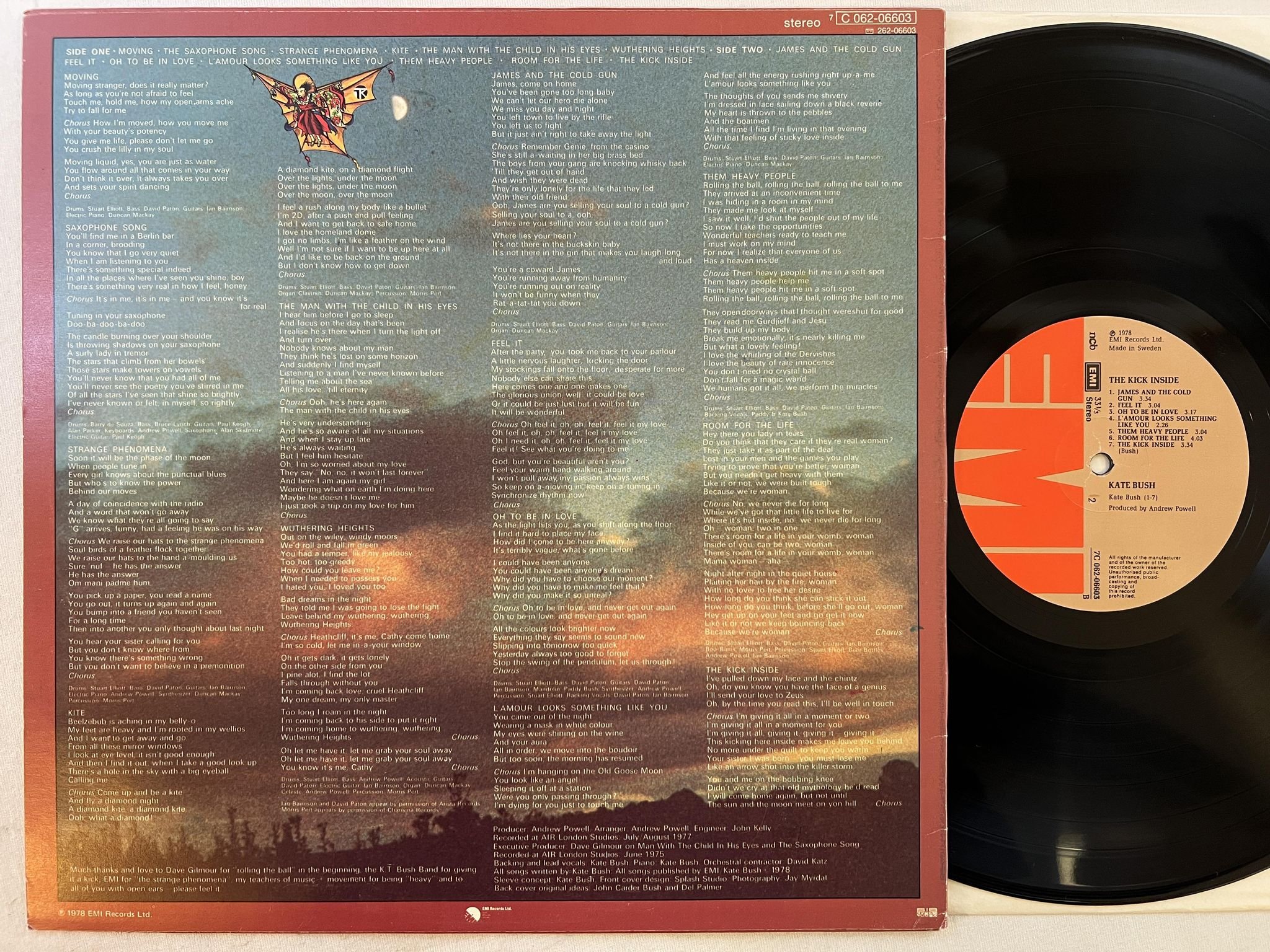 Omslagsbild för skivan KATE BUSH the kick inside LP -78 EMI 7C 062-06603